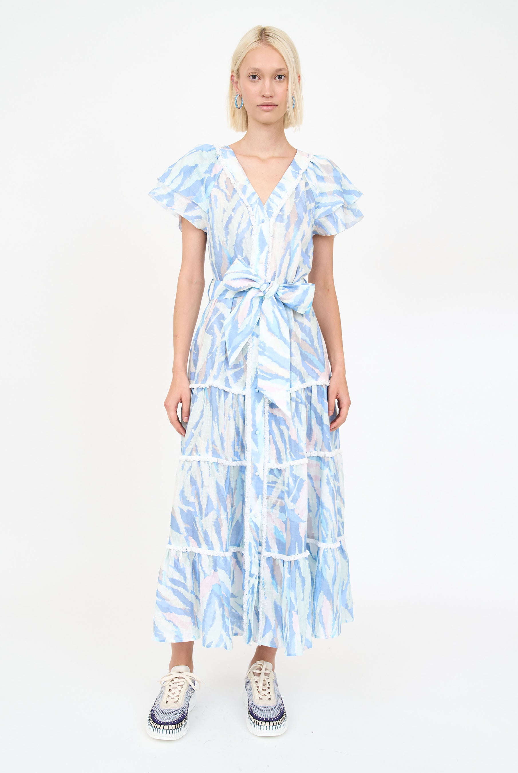 Perry Dress- Blue Feather