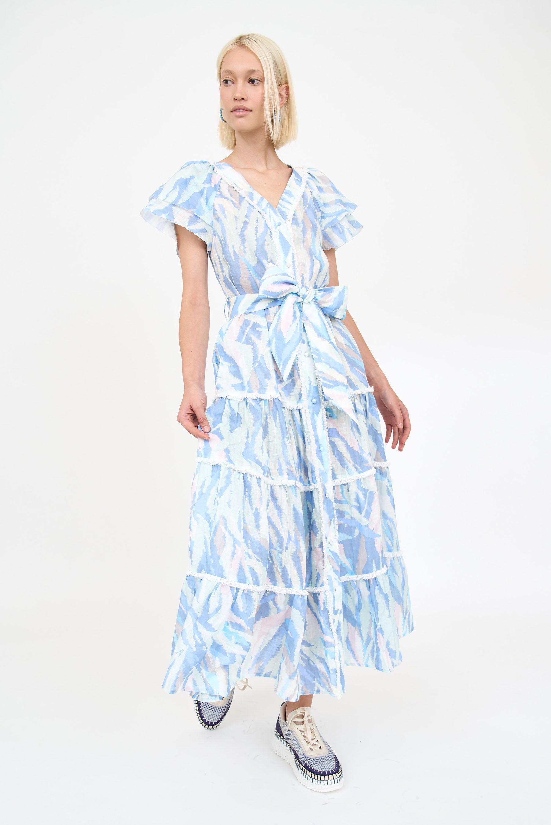Perry Dress- Blue Feather