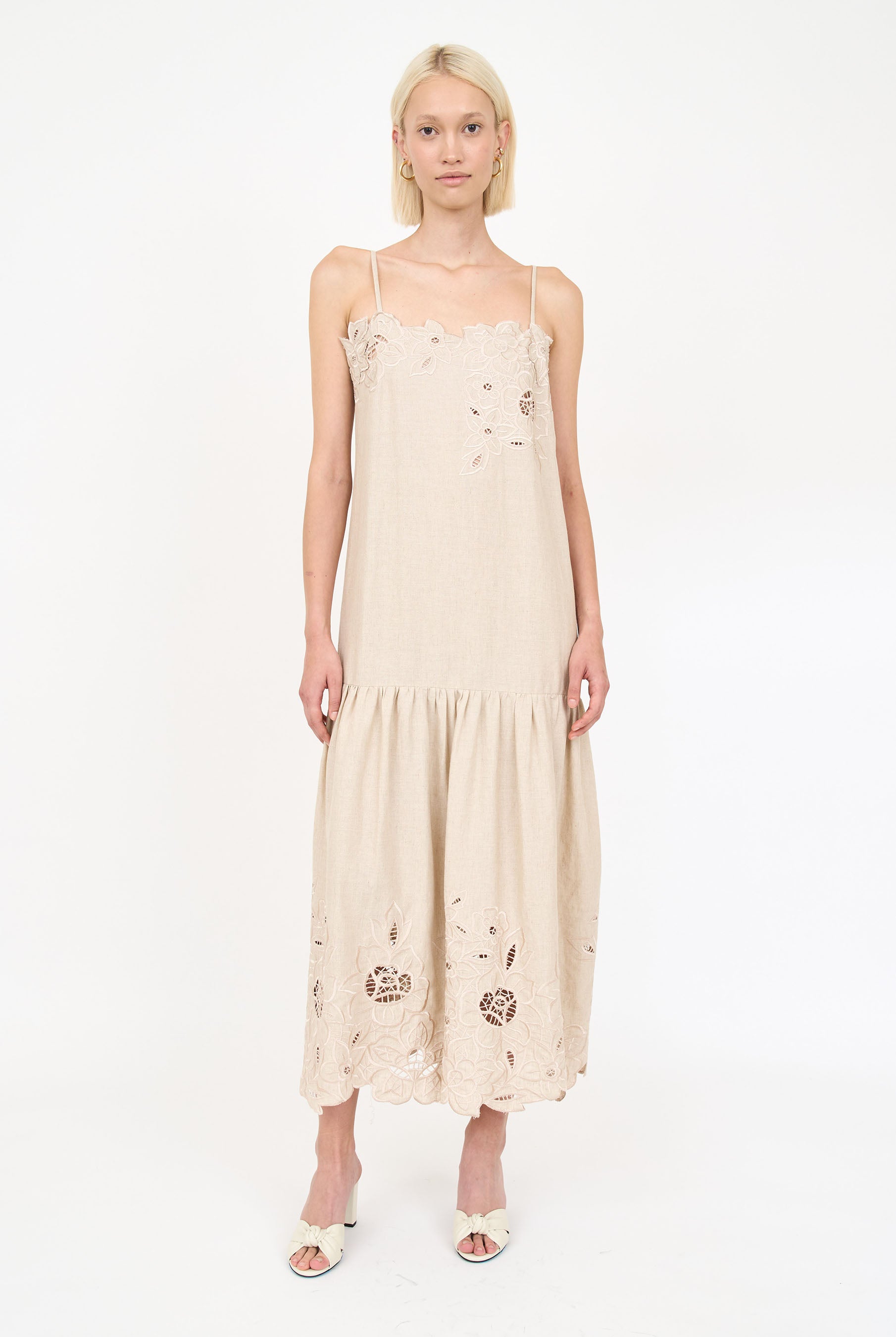 Avery Dress - Tan Embroidery