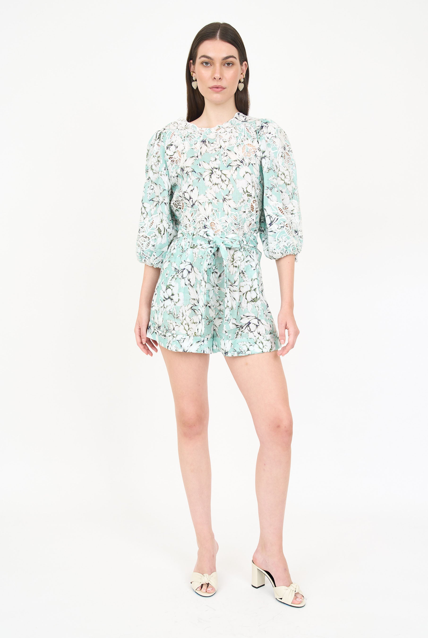 Lola Short - Teal Vintage Floral
