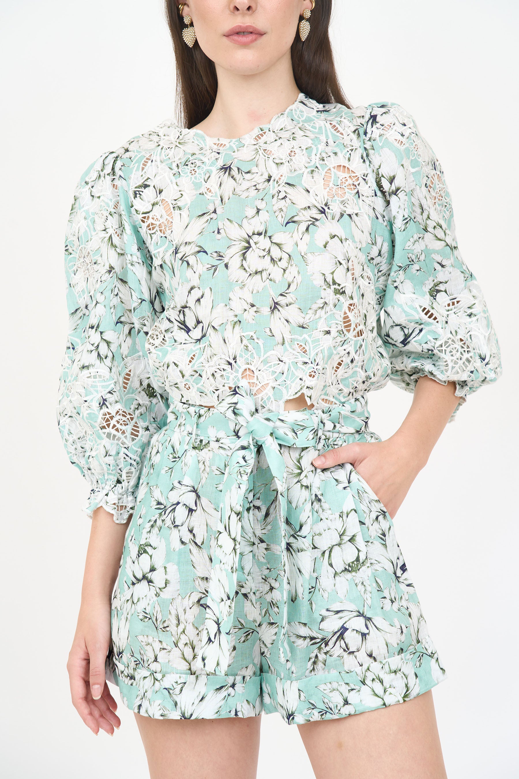 Sydney Top - Teal Vintage Floral