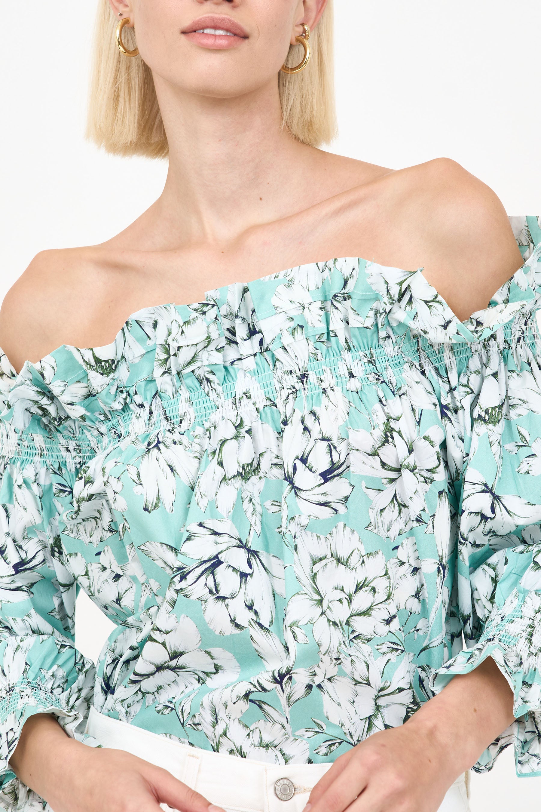 Regina Top - Teal Vintage Floral