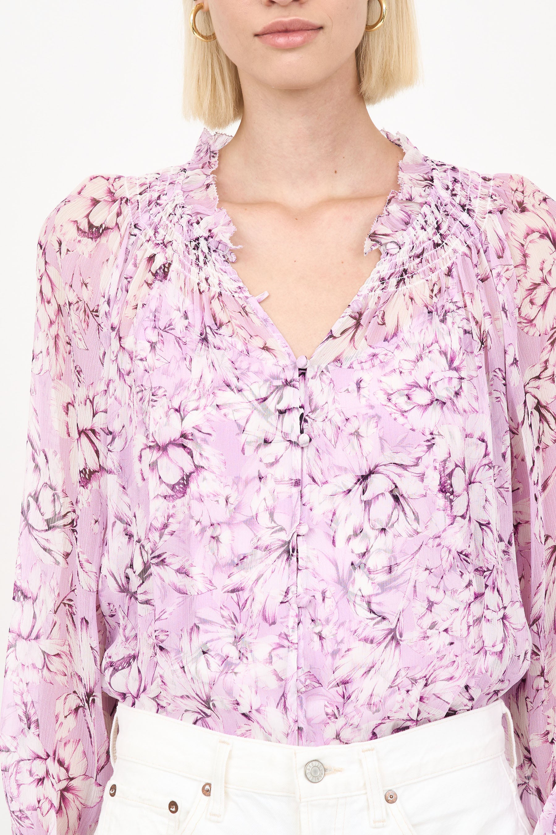 Andrea Blouse- Pink Vintage Floral