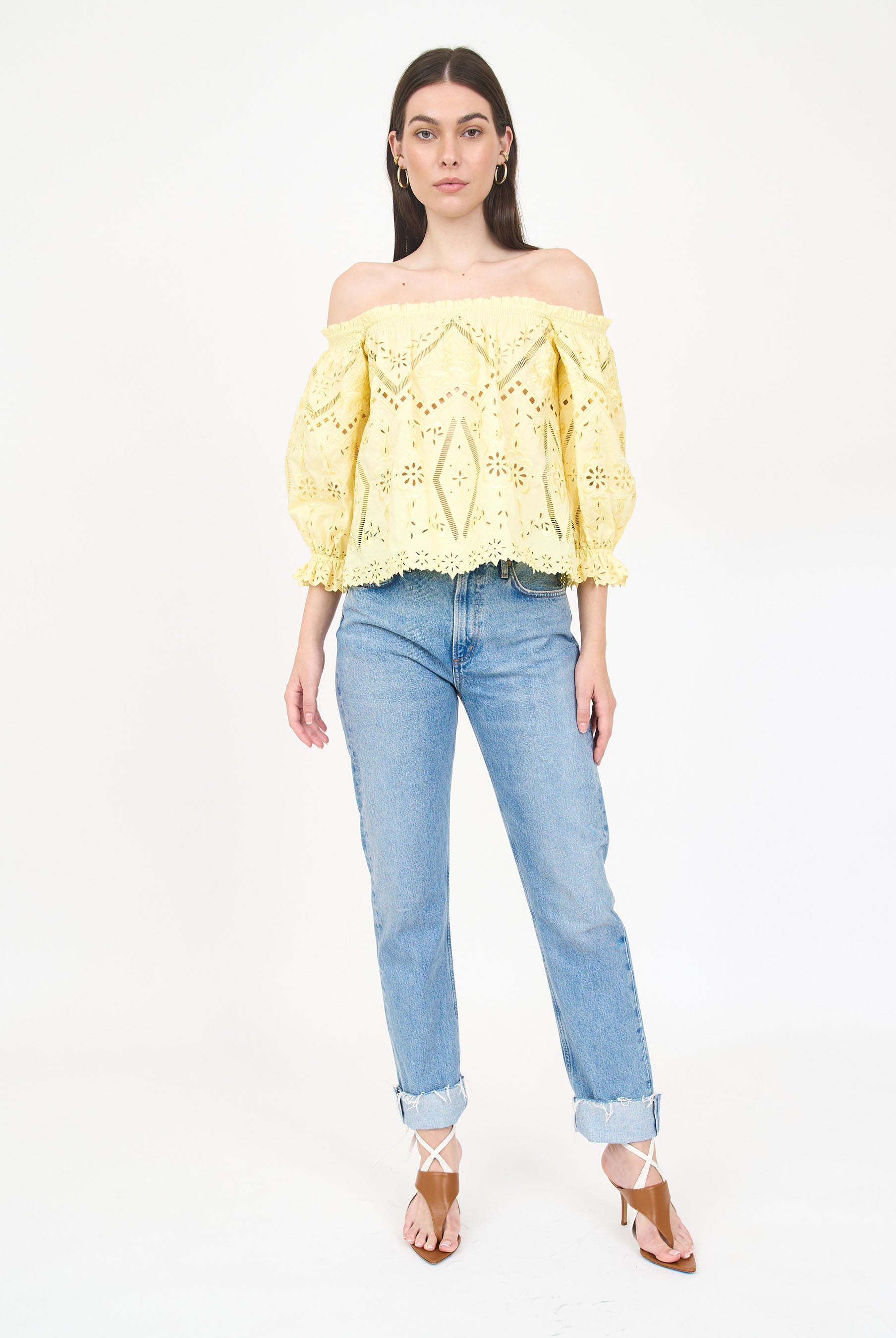 Parker Top - Lemon Embroidery