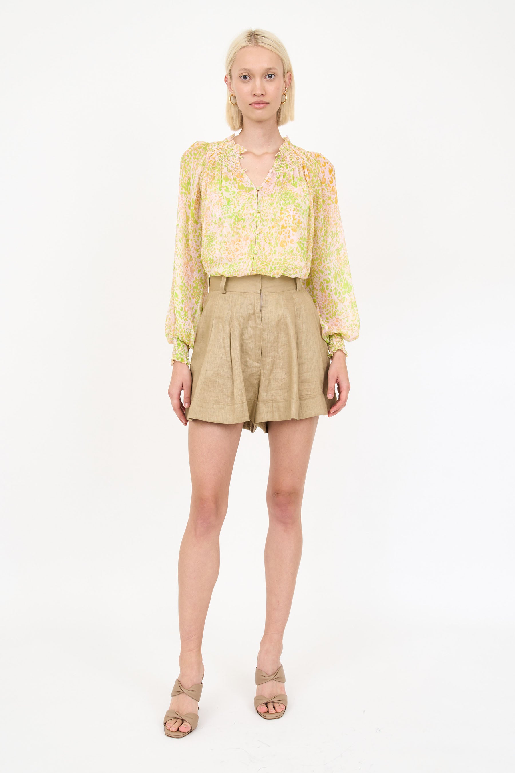 Andrea Blouse - Lime Leopard