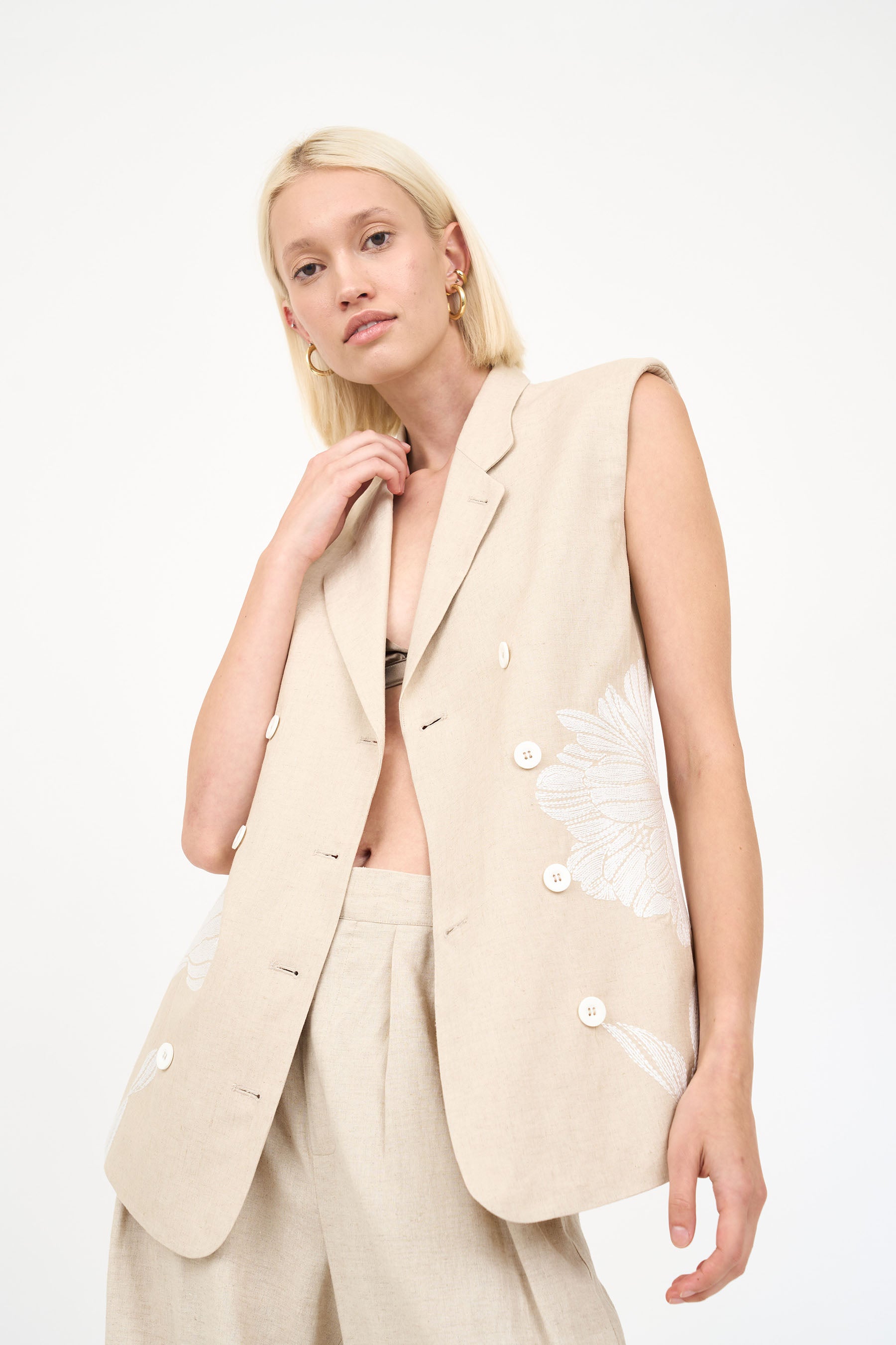Ping Vest - Khaki Embroidery