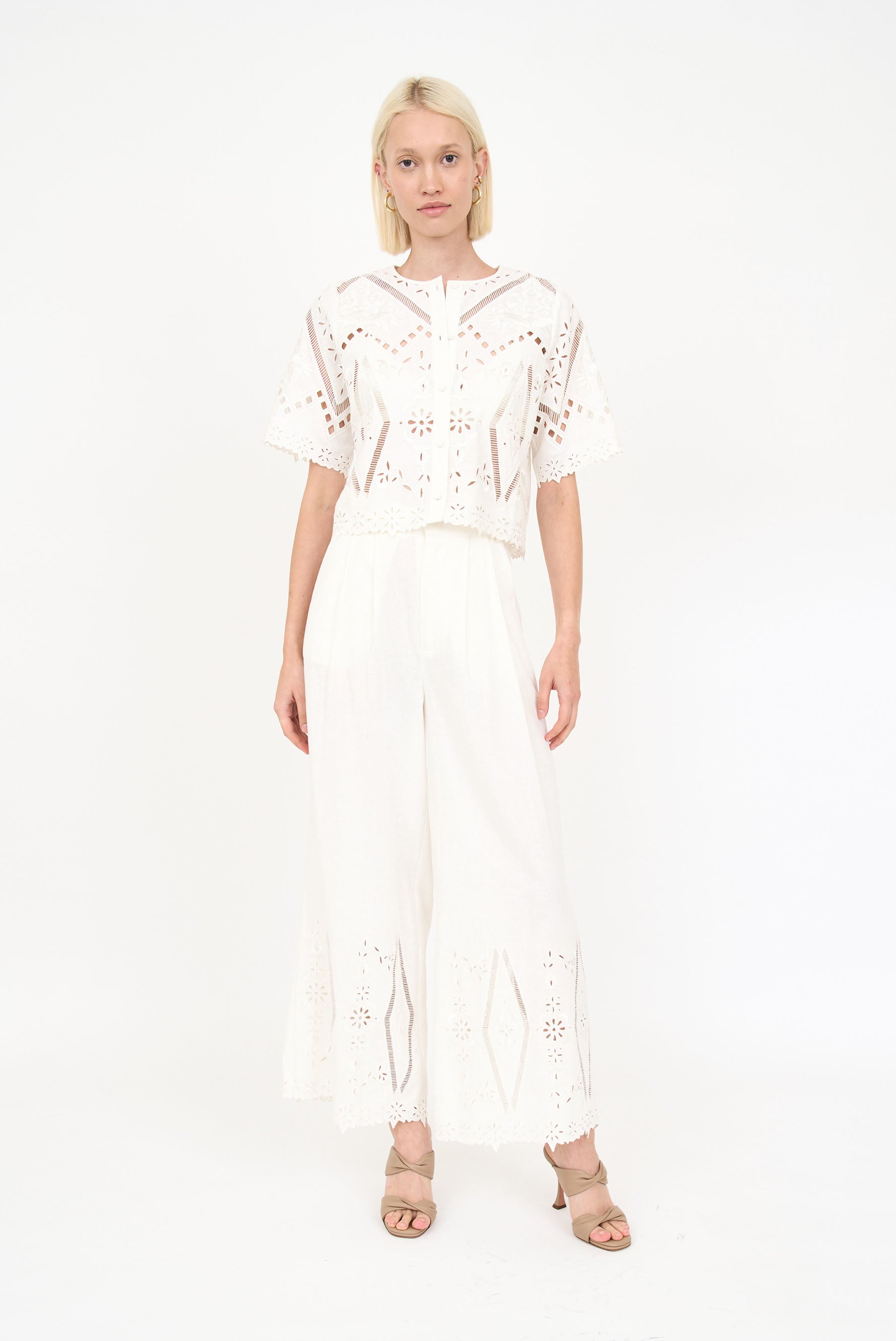 Dylan Pant - Blanc Embroidery