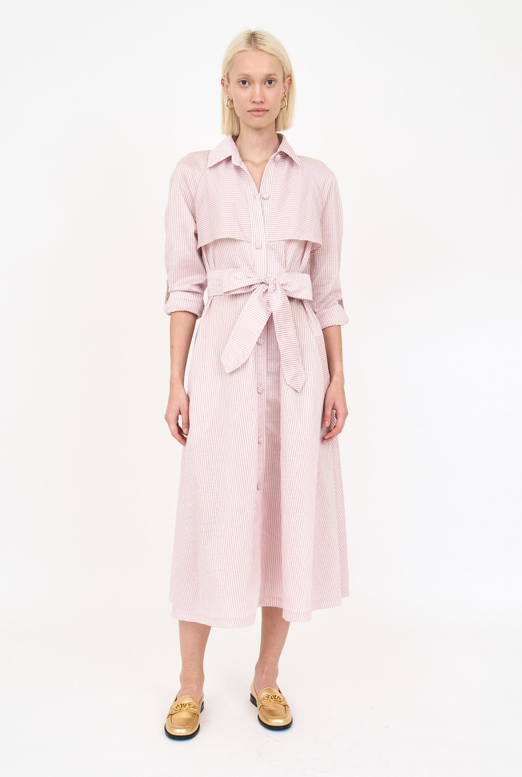 Charlie Trench Coat - Pink Stripe