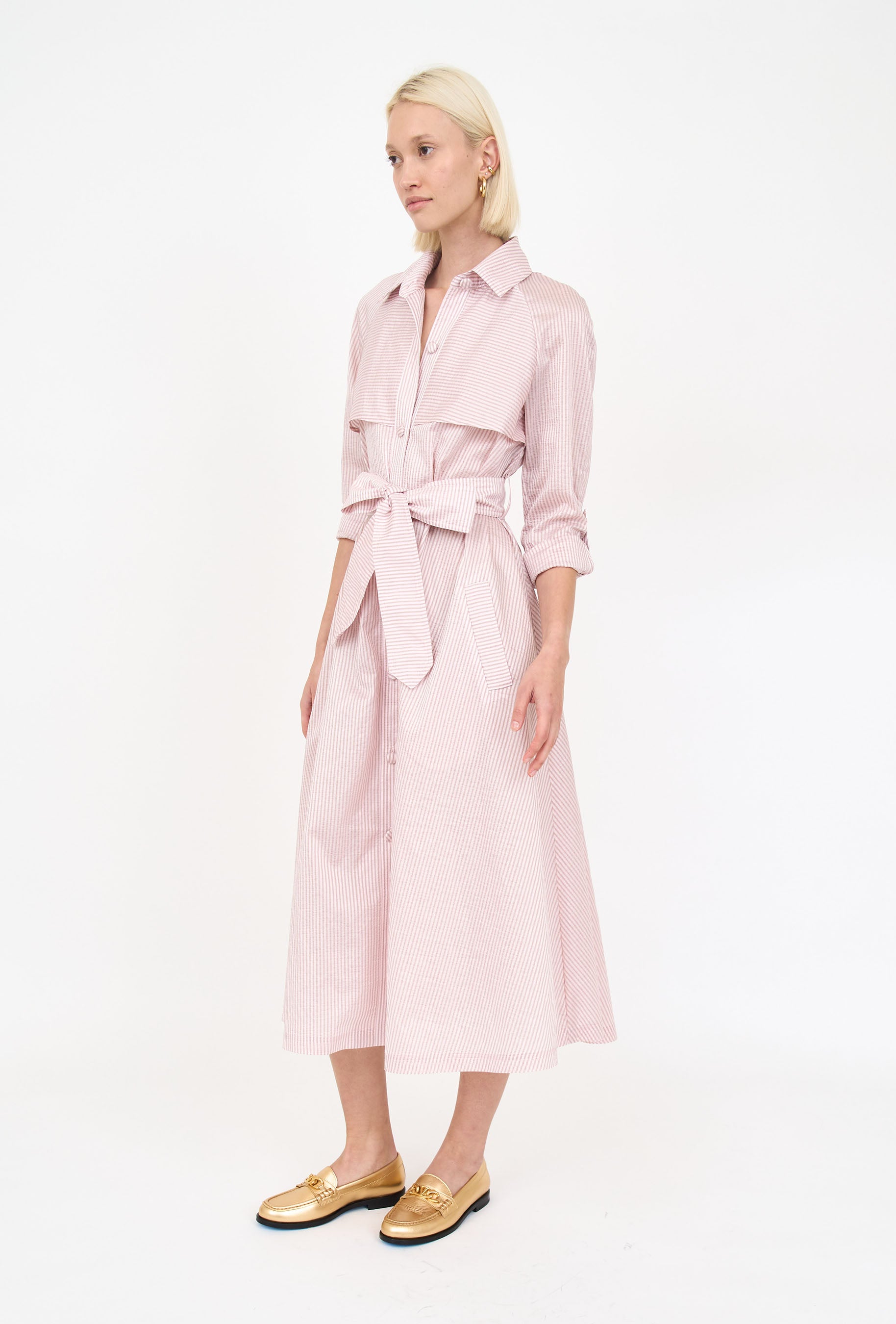 Charlie Trench Coat - Pink Stripe