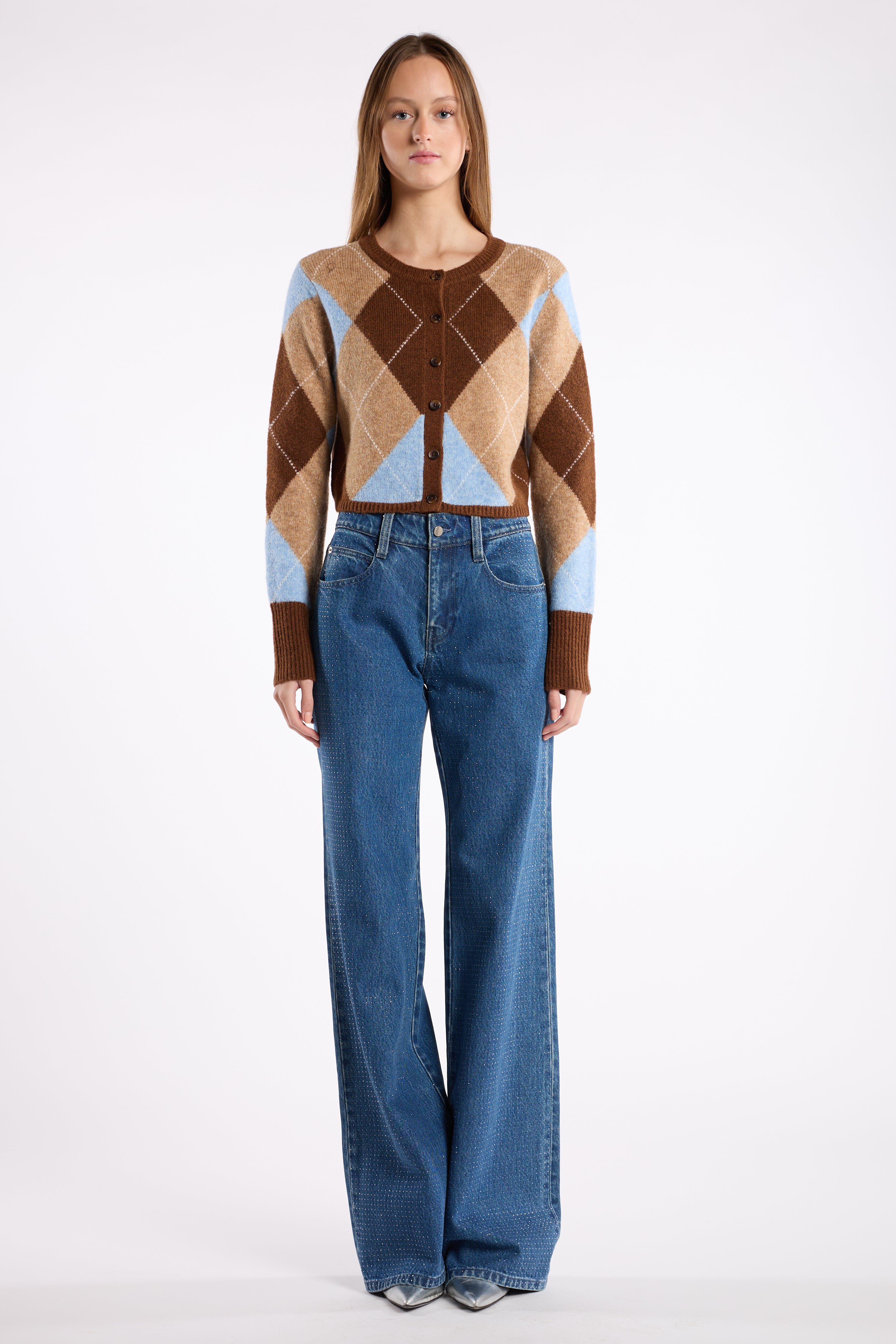 Goldie Cardigan - Argyle Blue