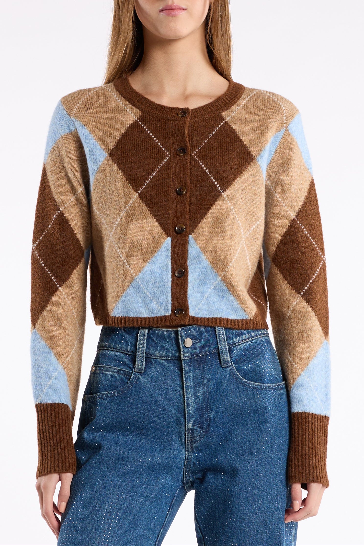 Goldie Cardigan - Argyle Blue