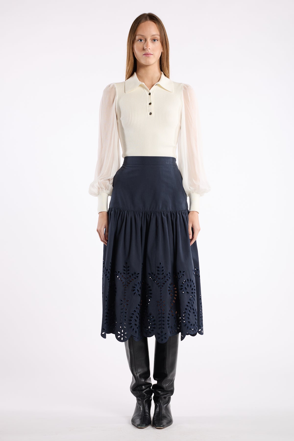 Lori Skirt - Indigo Embroidery
