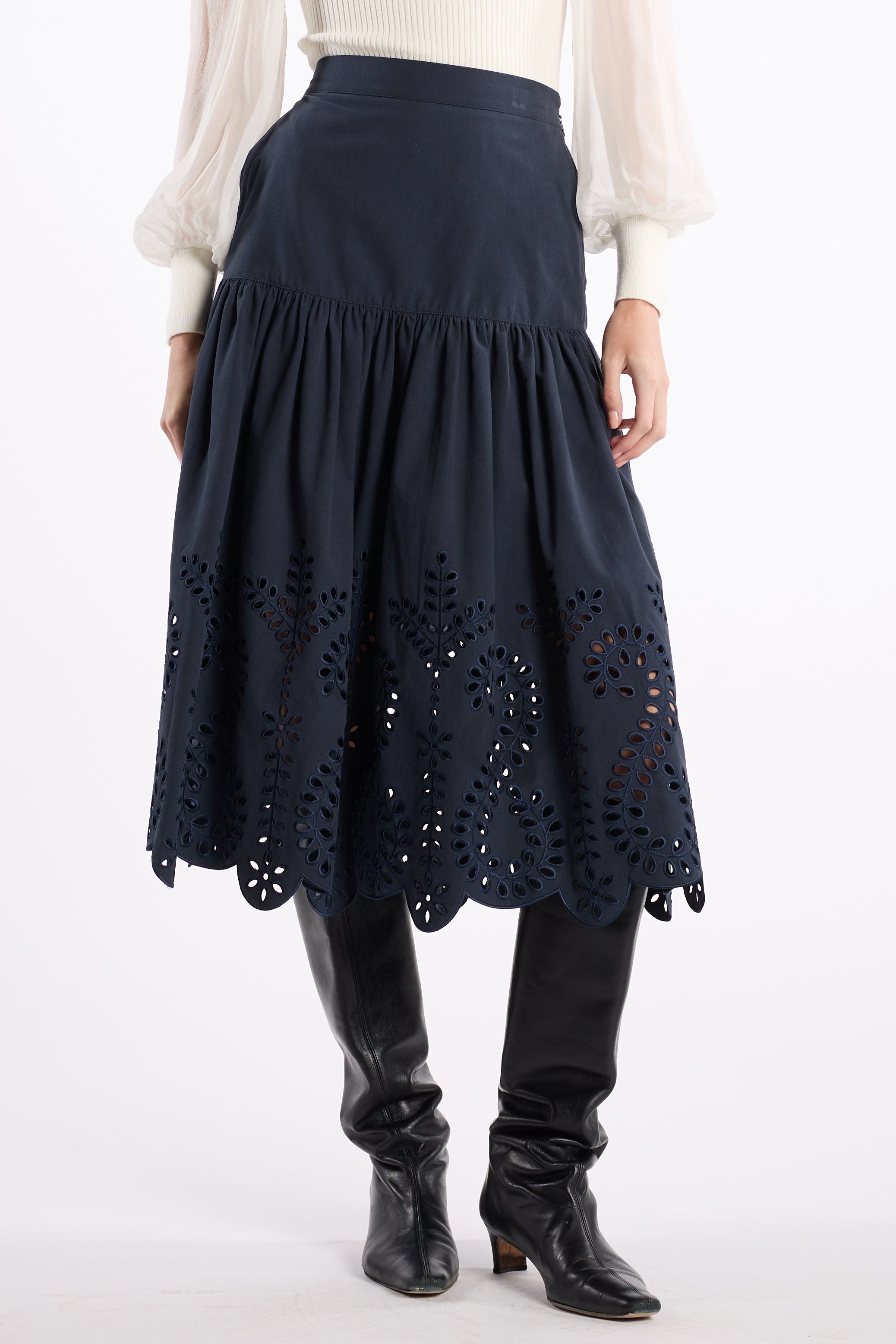 Lori Skirt - Indigo Embroidery