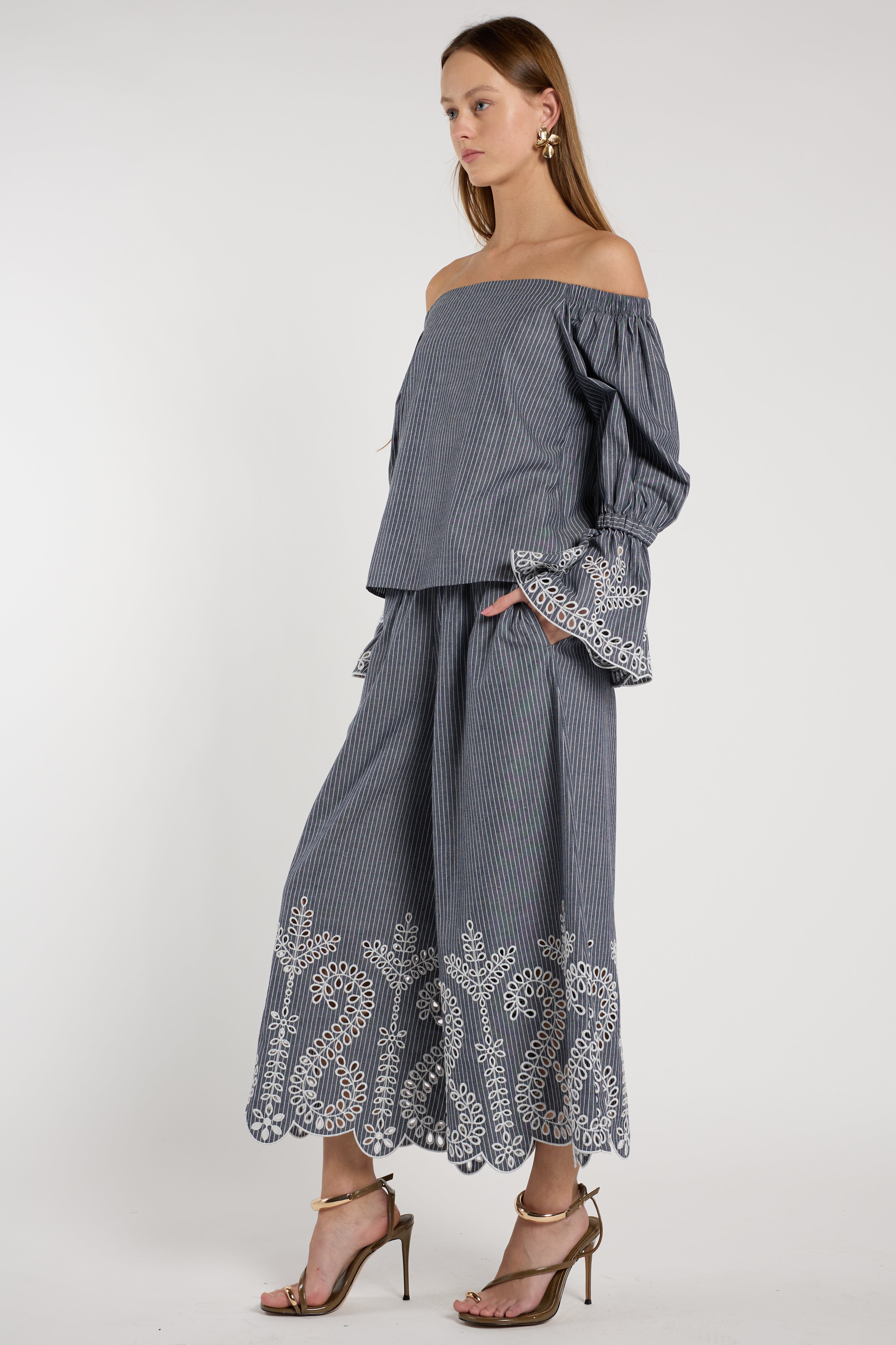 Carter Pant - Stripe Embroidery