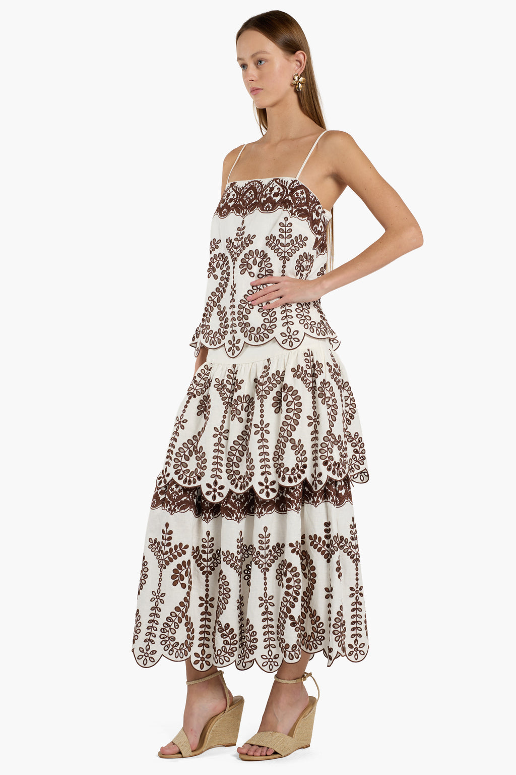 Finn Skirt Chocolate Embroidery