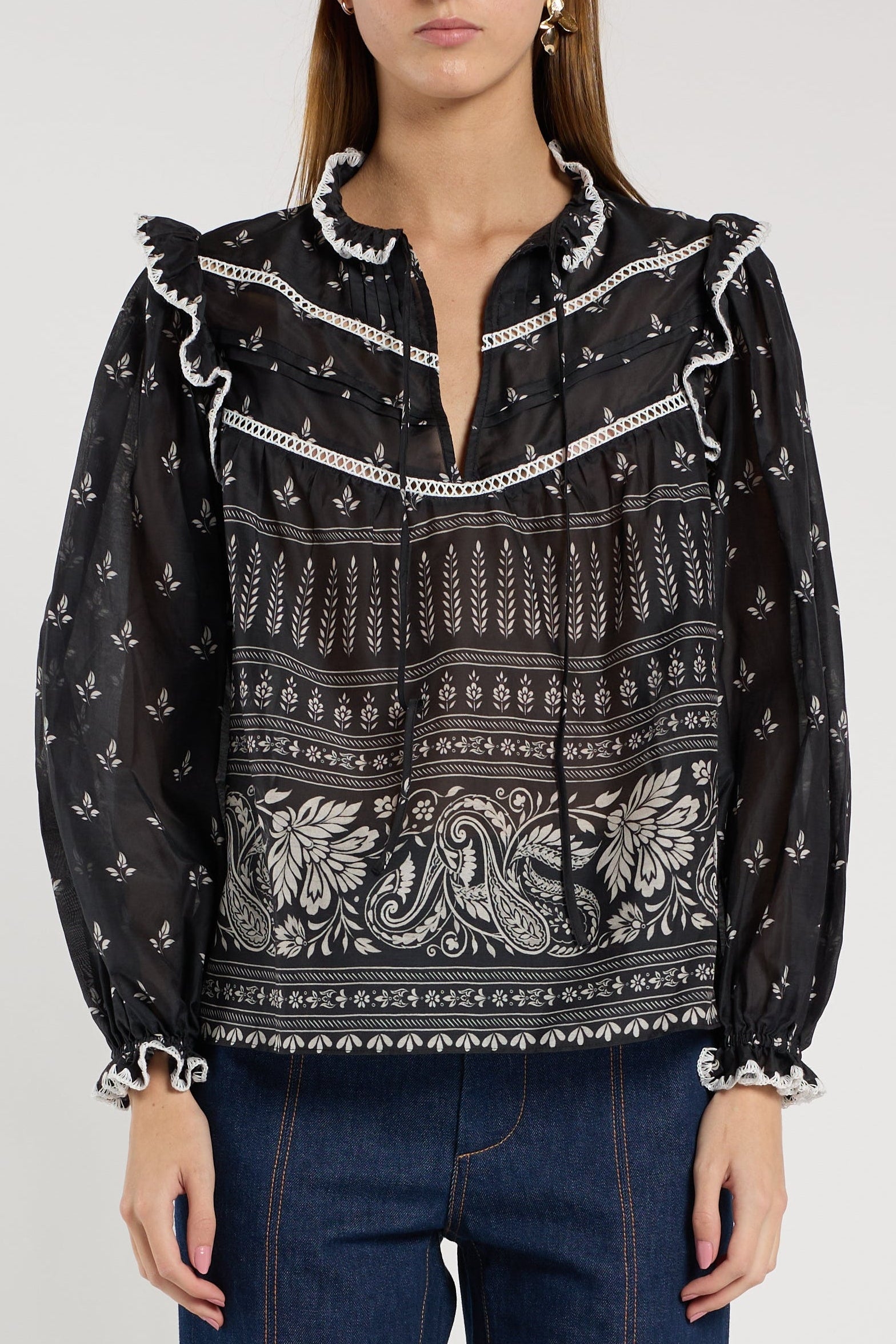 Cleo Blouse - Wildflower Black