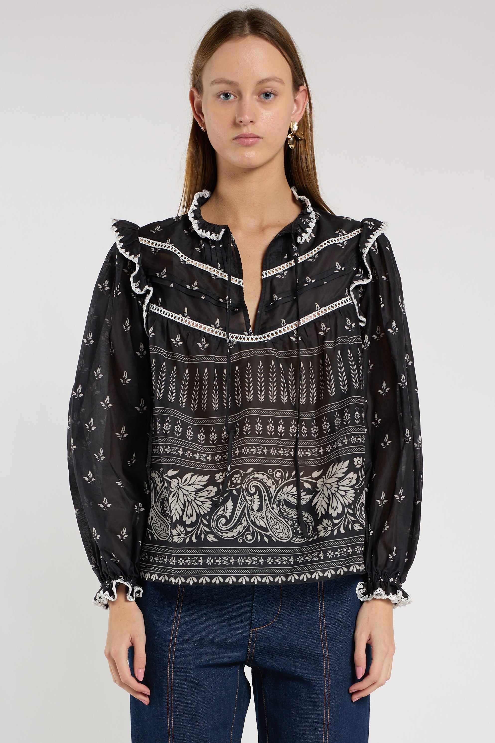 Cleo Blouse - Wildflower Black