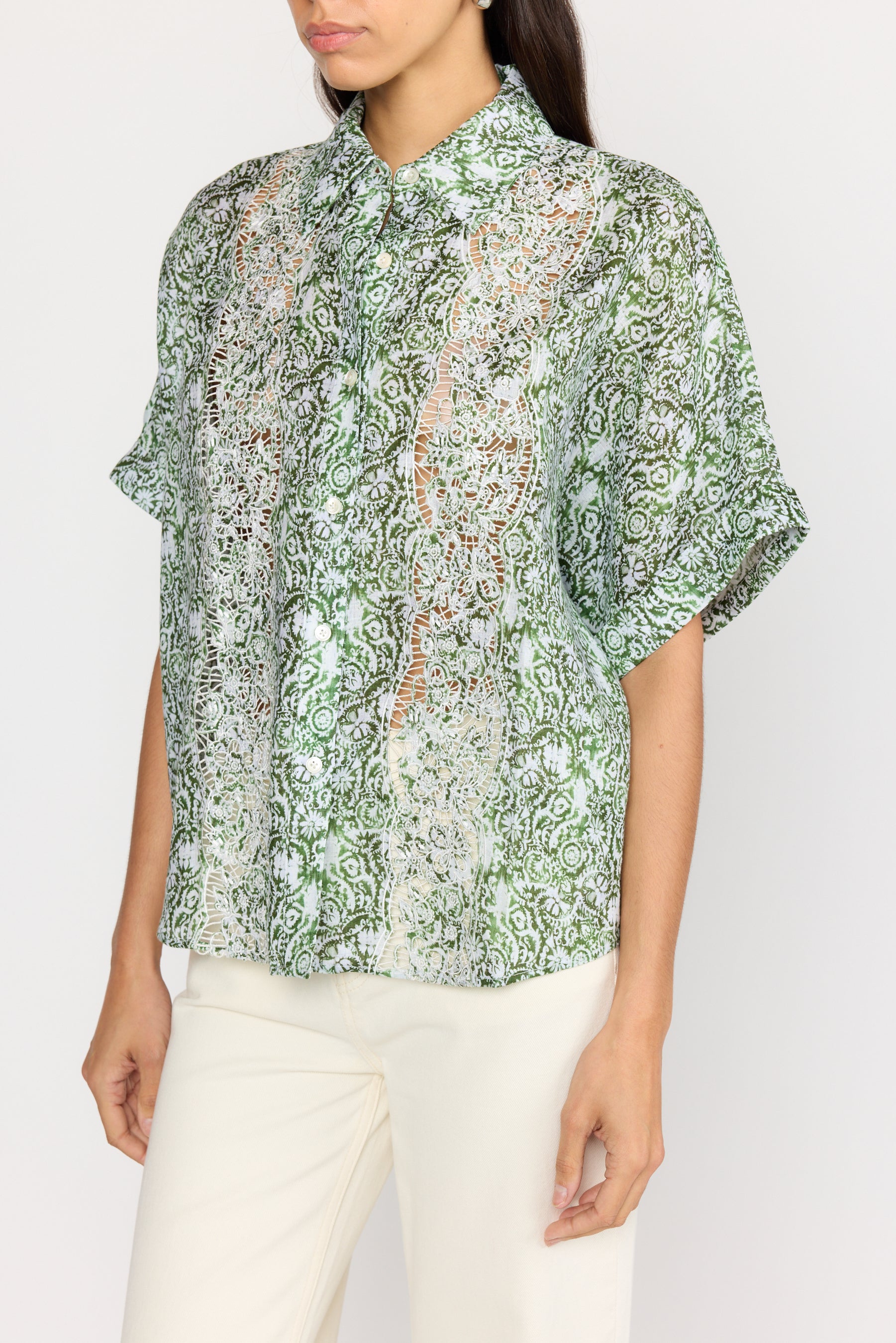Lilian top - Sage Scroll