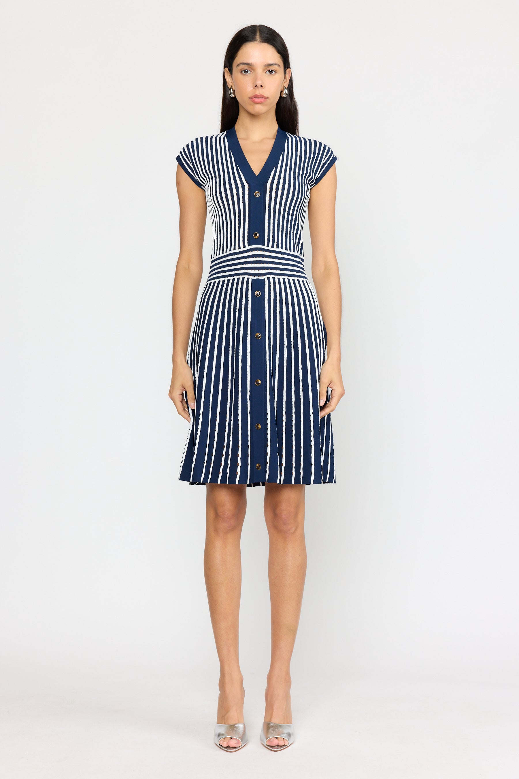 Kris Dress - Pinstripe Navy