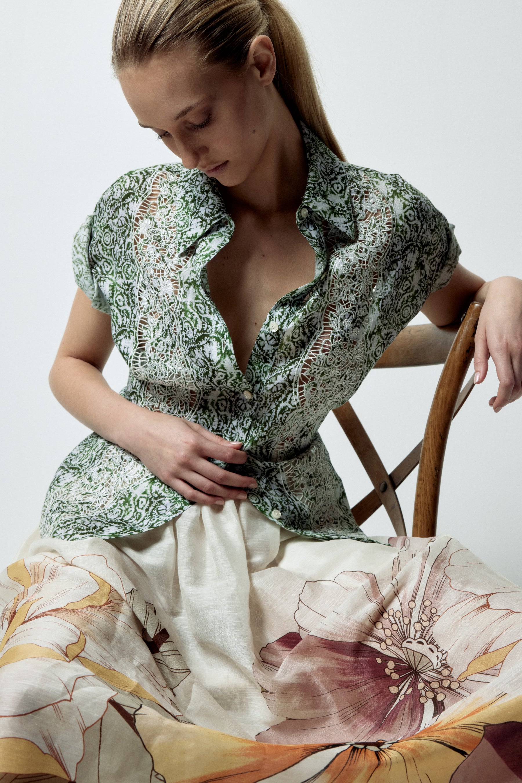 Lilian top - Sage Scroll