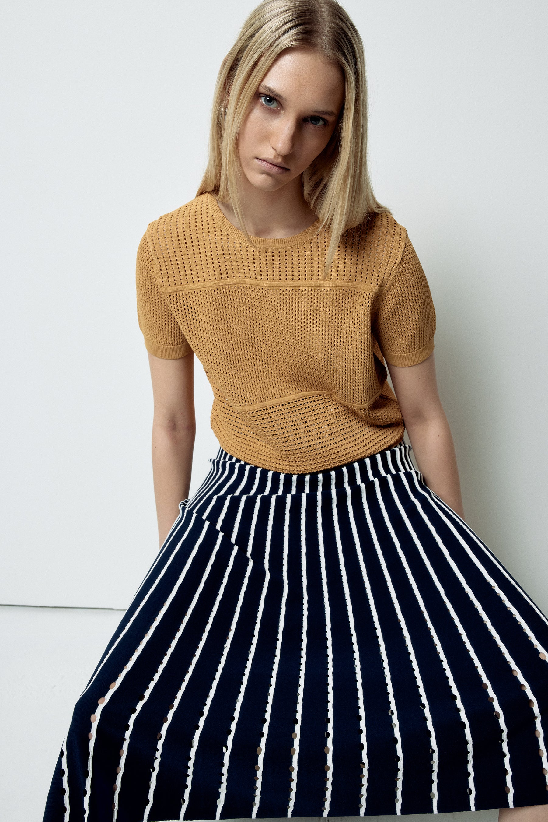 Colton Skirt - Pinstripe Navy