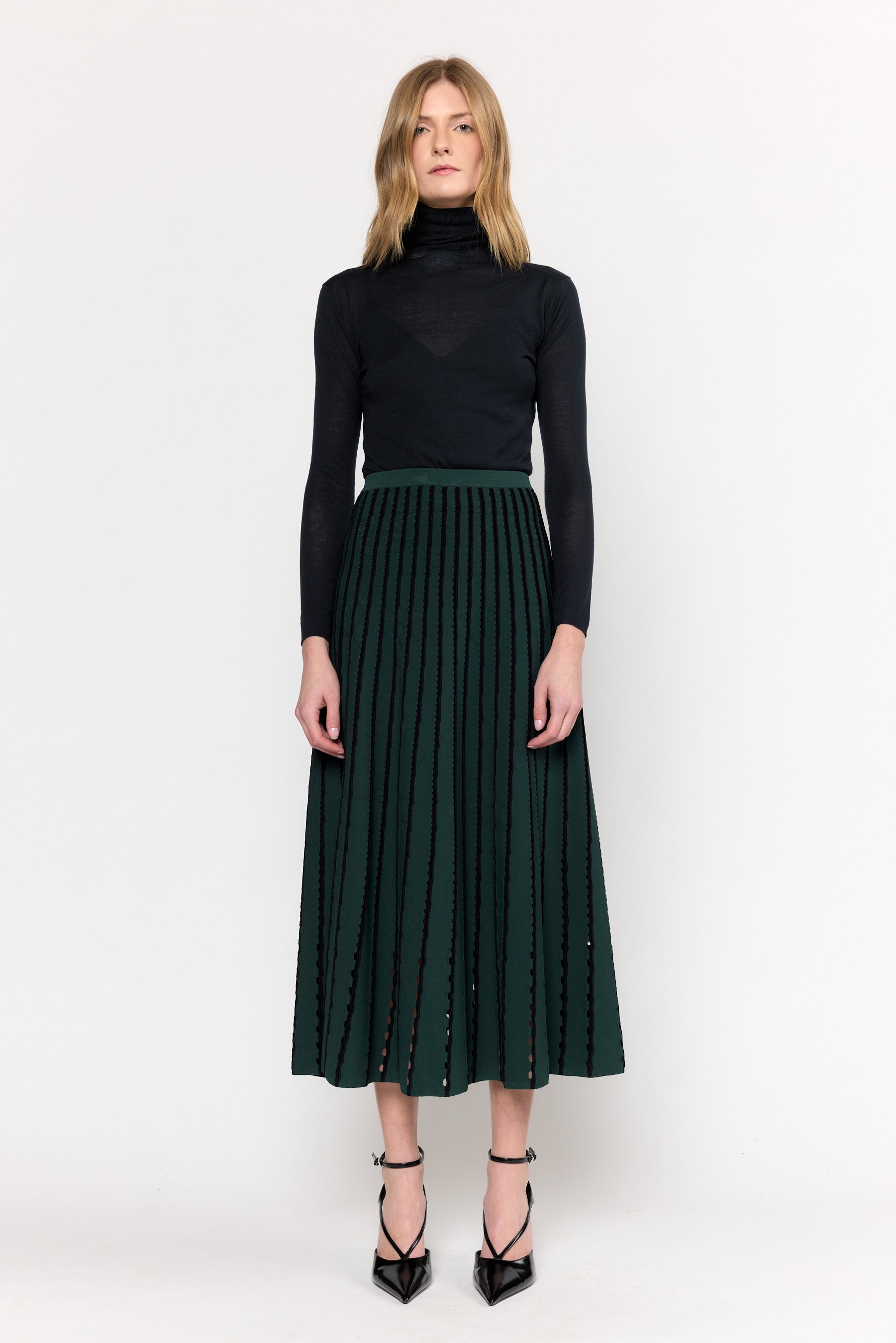 Colton Skirt - Pinstripe Evergreen