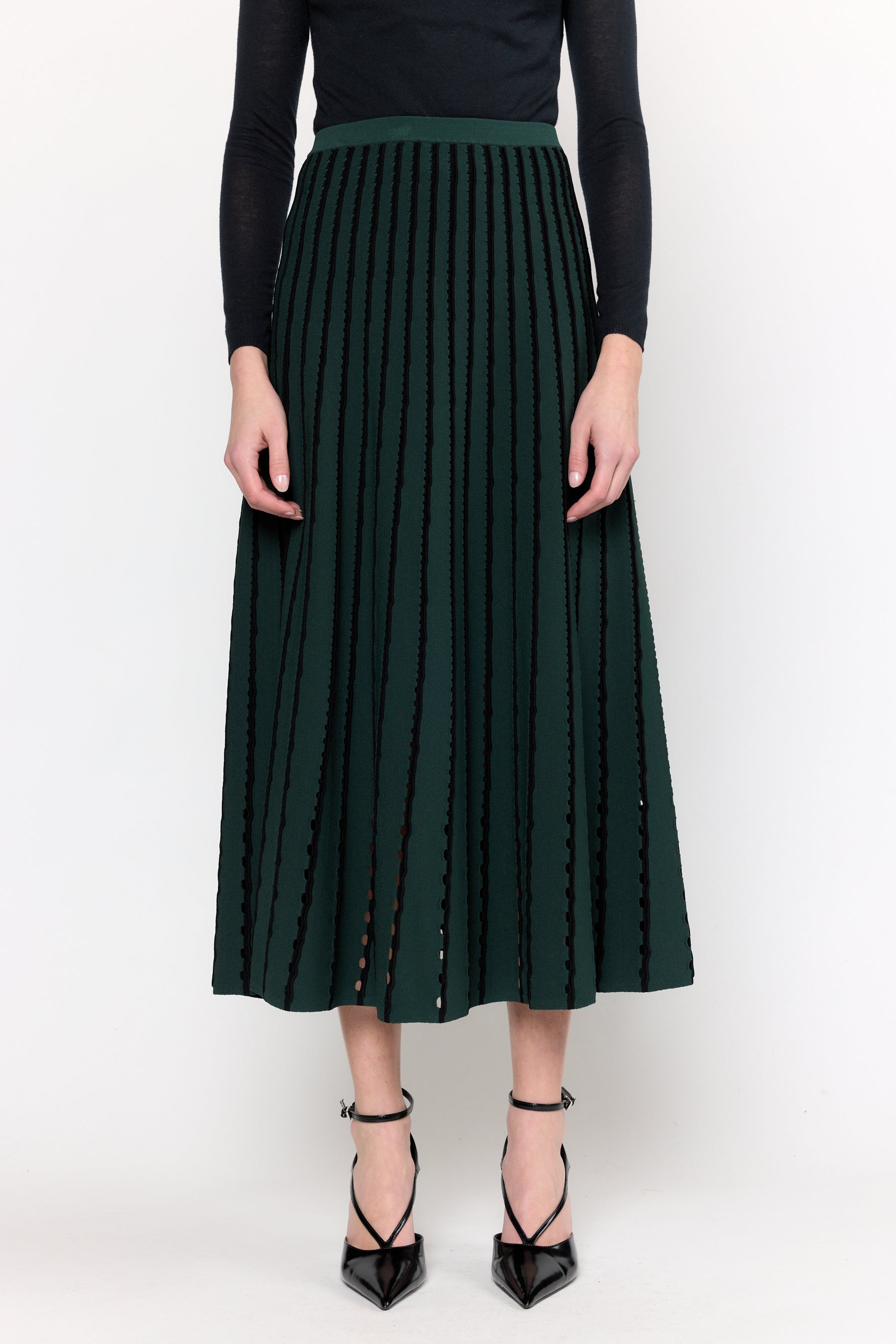 Colton Skirt - Pinstripe Evergreen