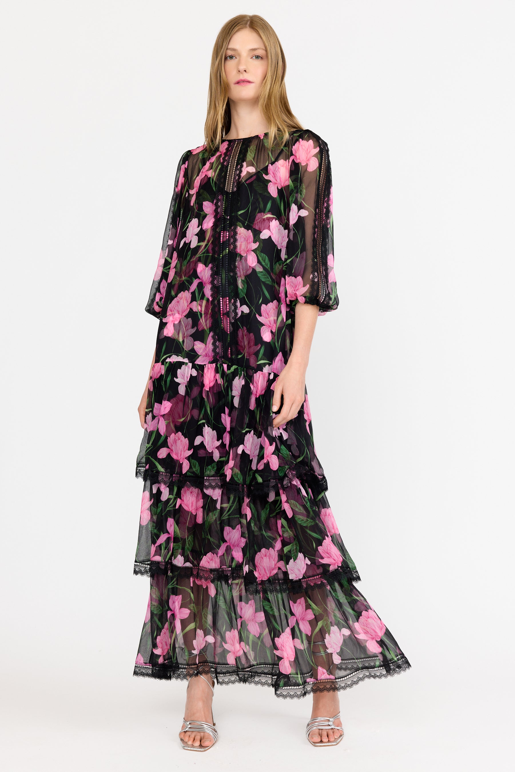 Nina Dress - Onyx Florette