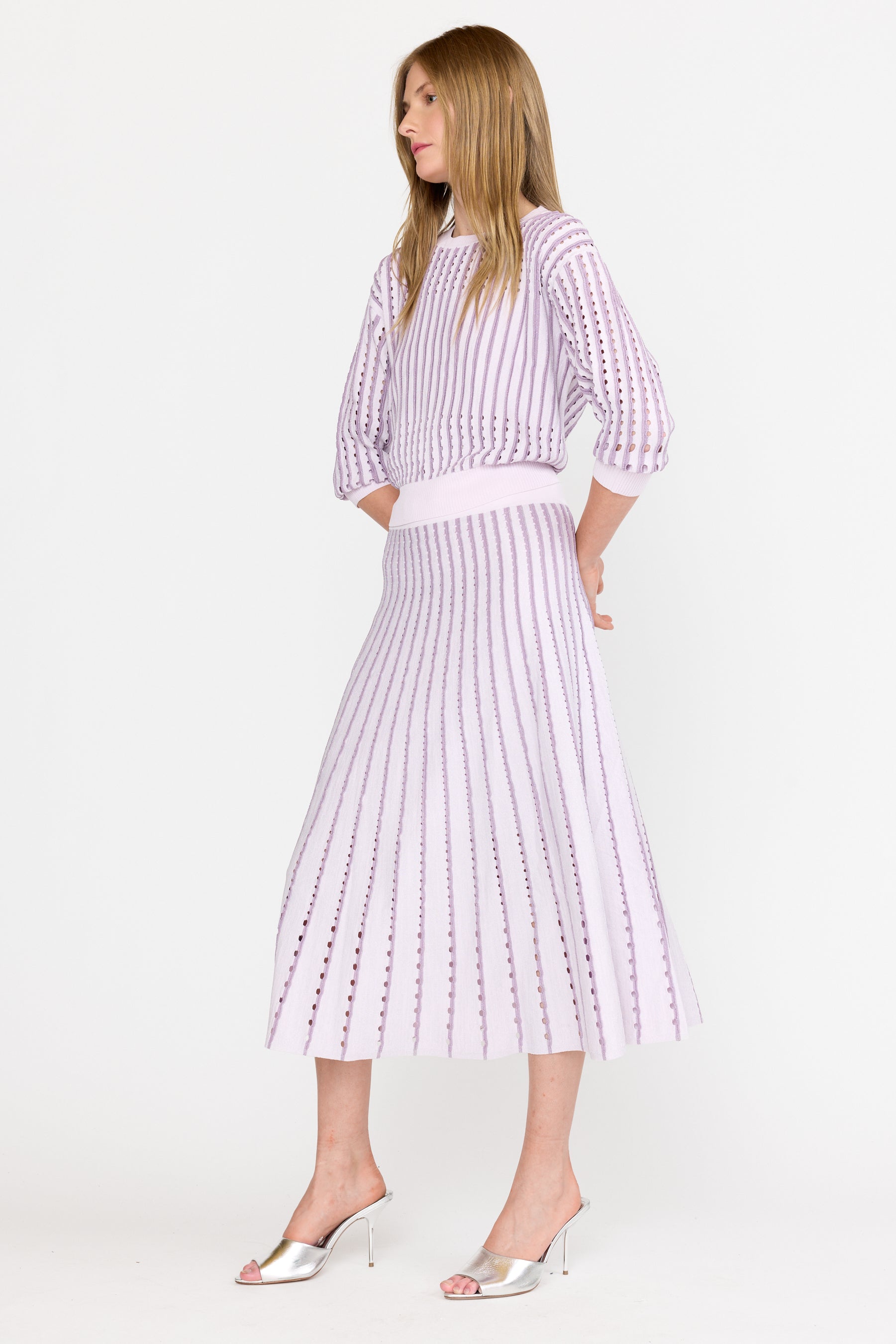 Anaya Sweater - Pinstripe Lilac