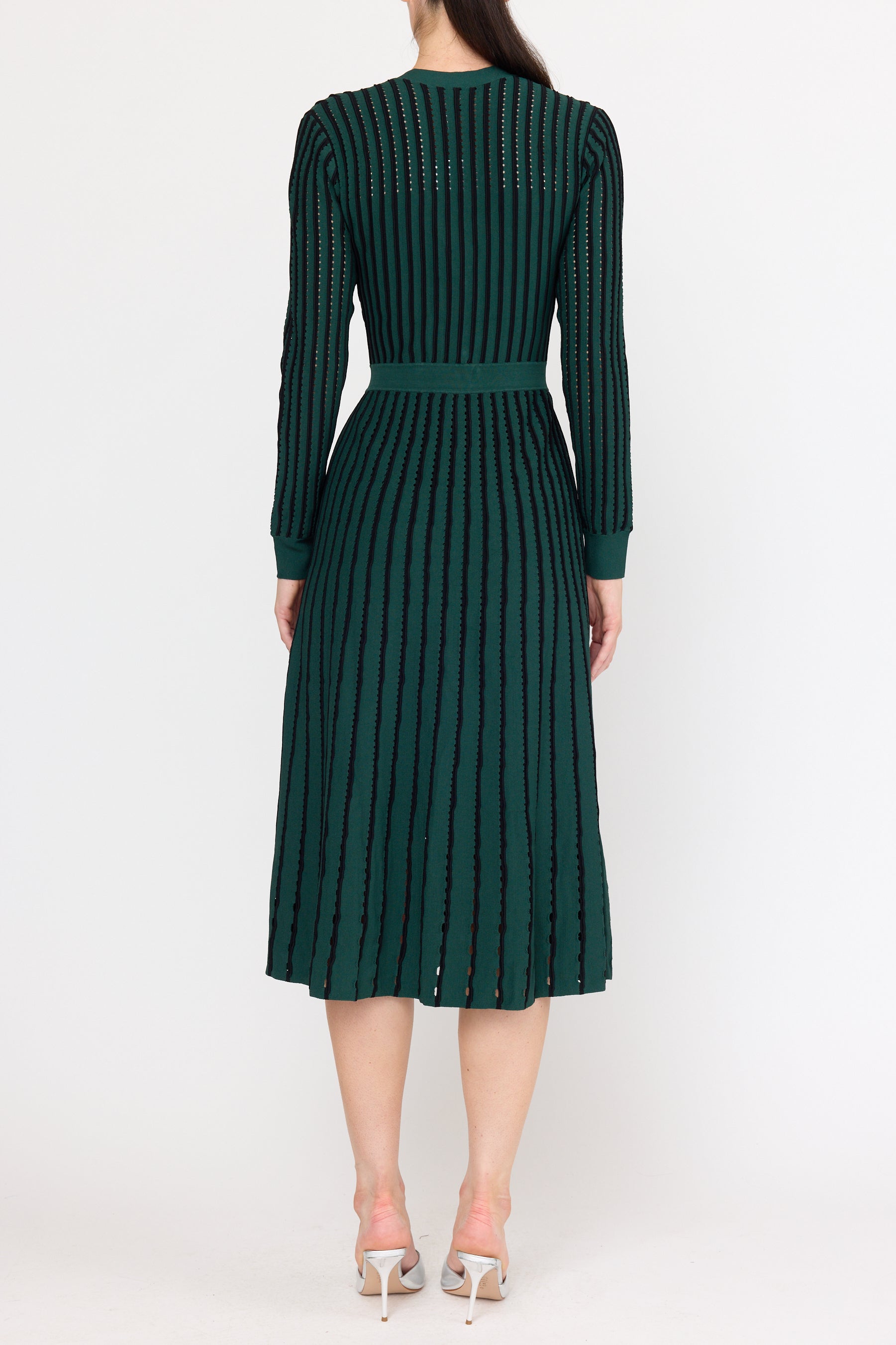 Cayleen Dress - Pinstripe Evergreen