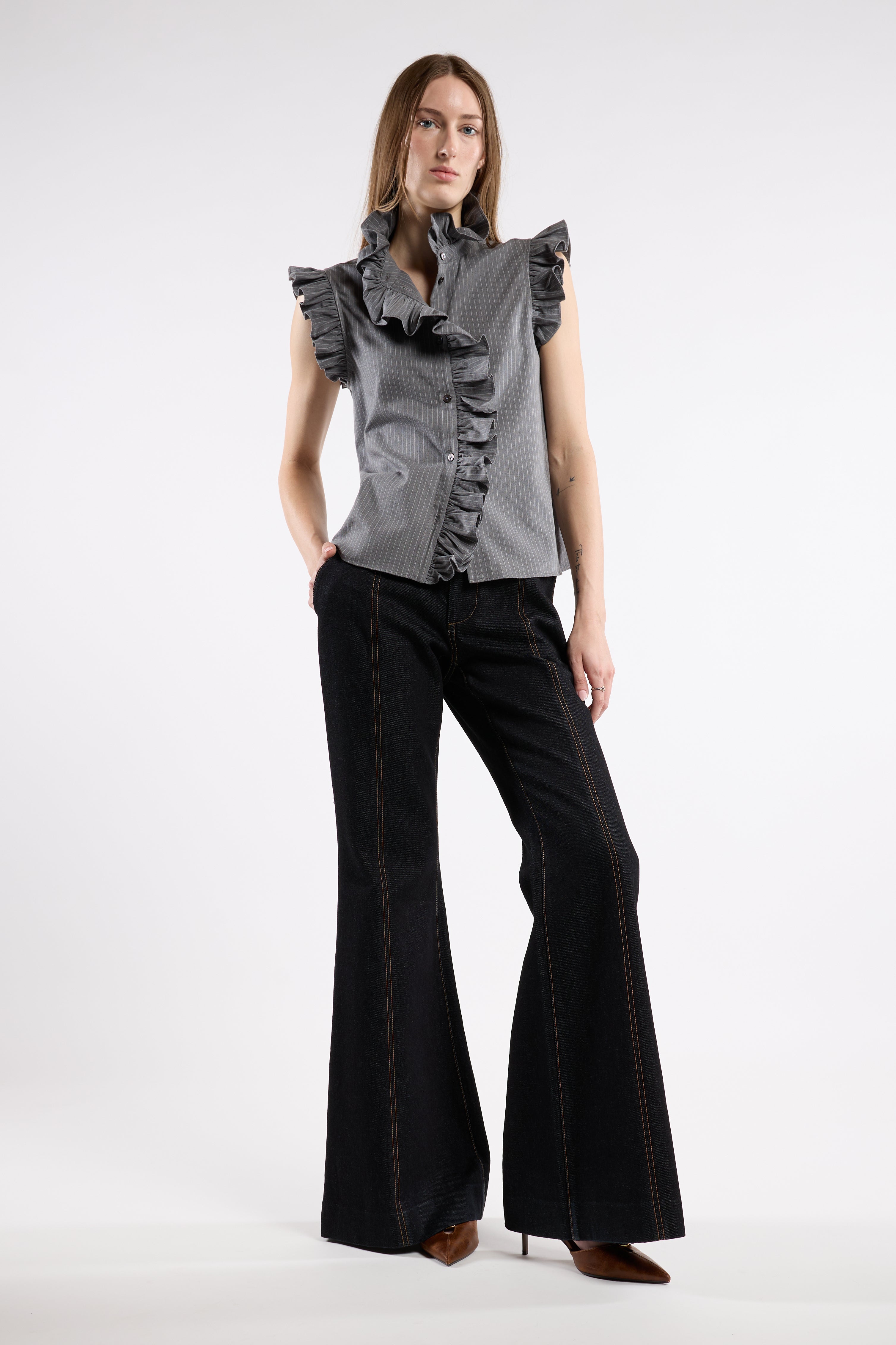 Marfa Top - Grey Stripe