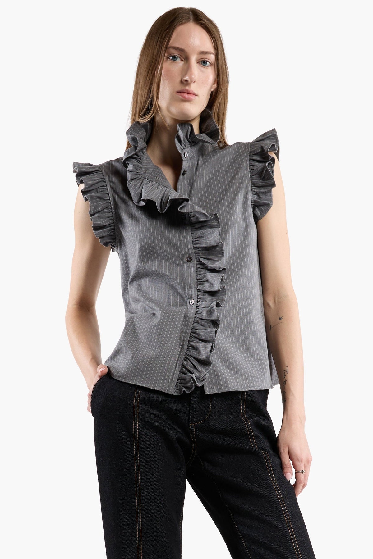 Marfa Top - Grey Stripe