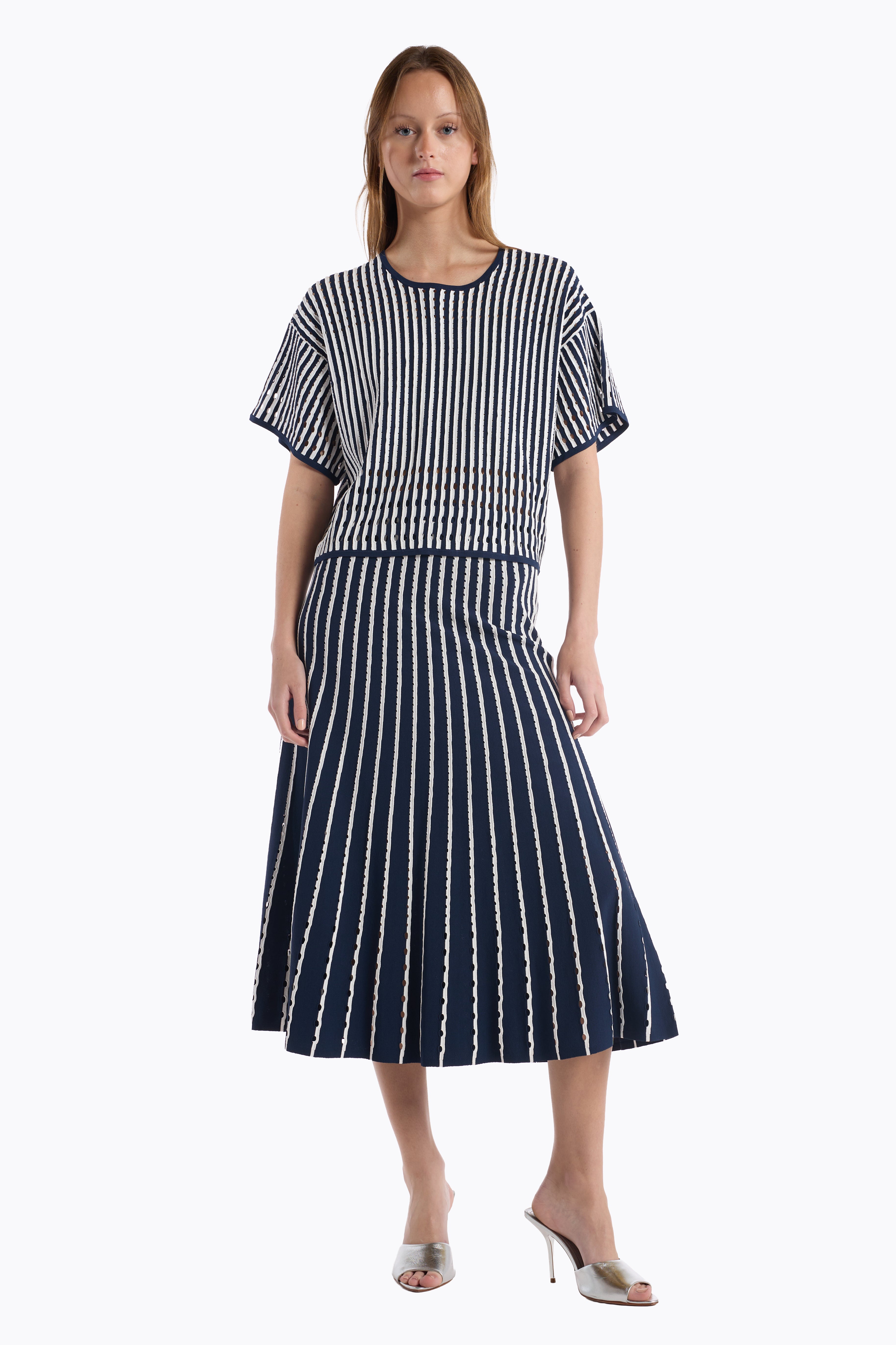 Colton Skirt - Pinstripe Navy