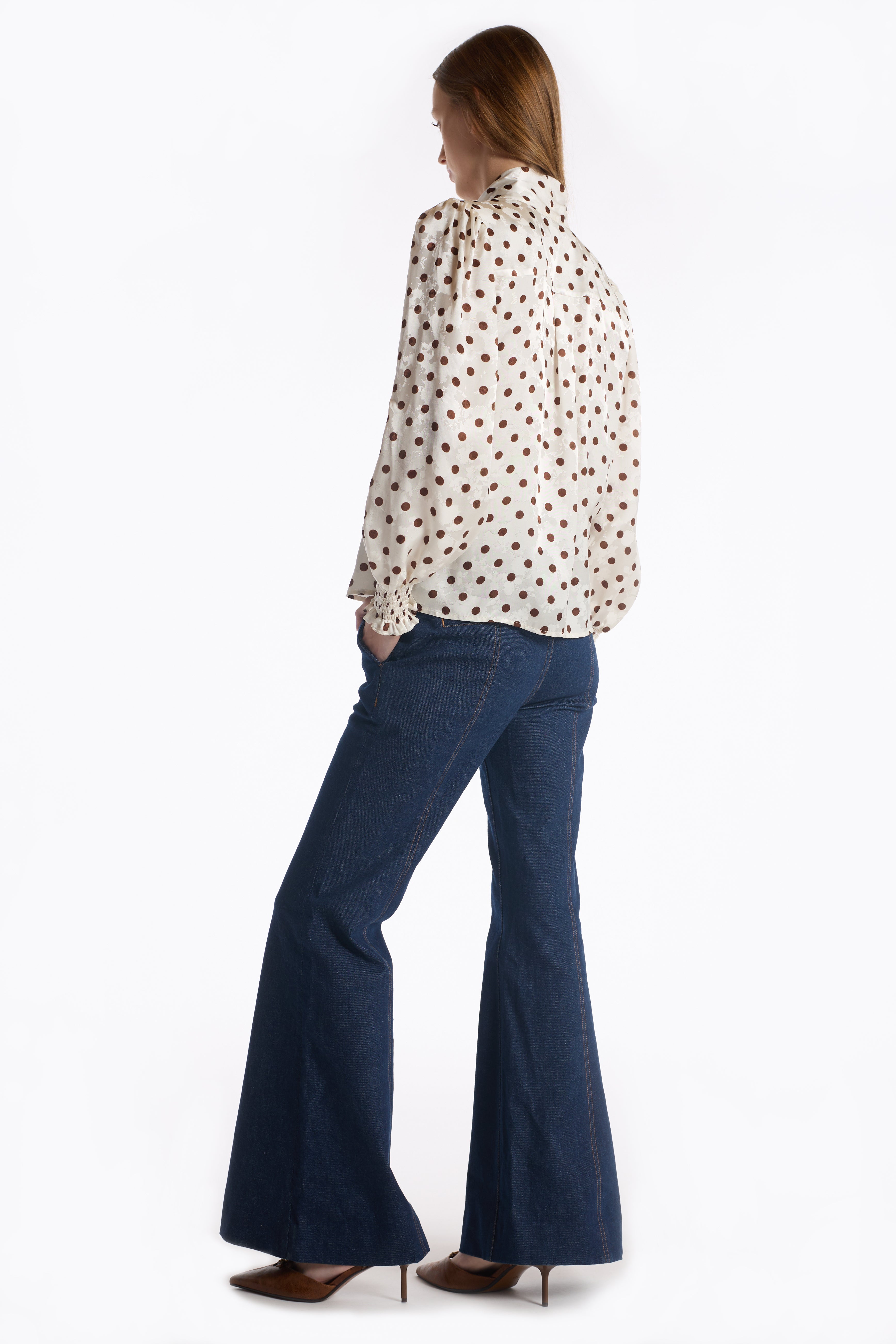 Sally Blouse - Brown Polka Dot