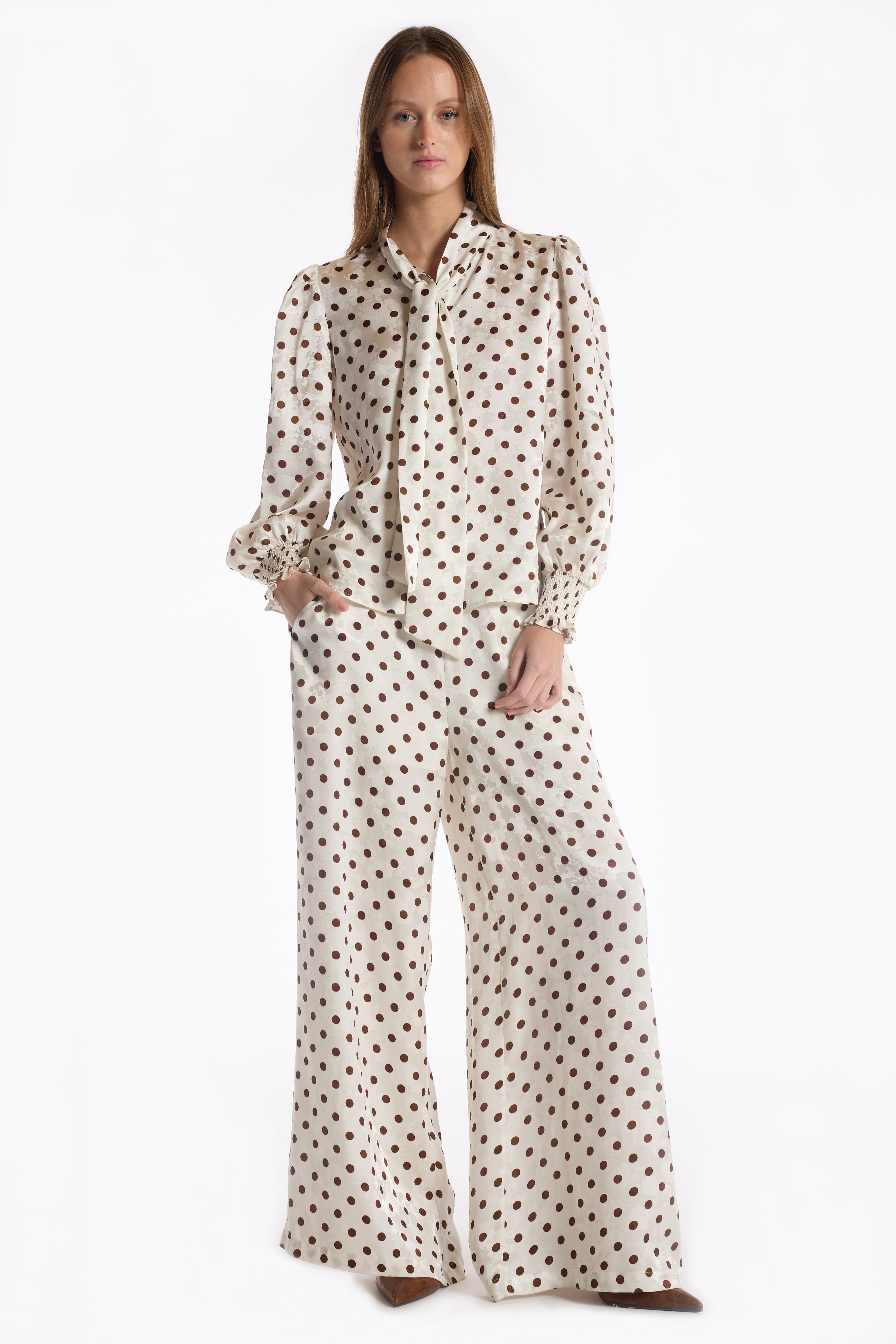 Marta Pant - Brown Polka Dot