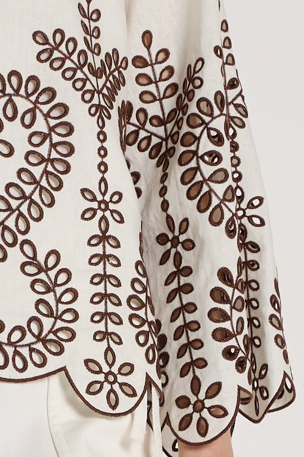 Kora Blouse - Chocolate Embroidery