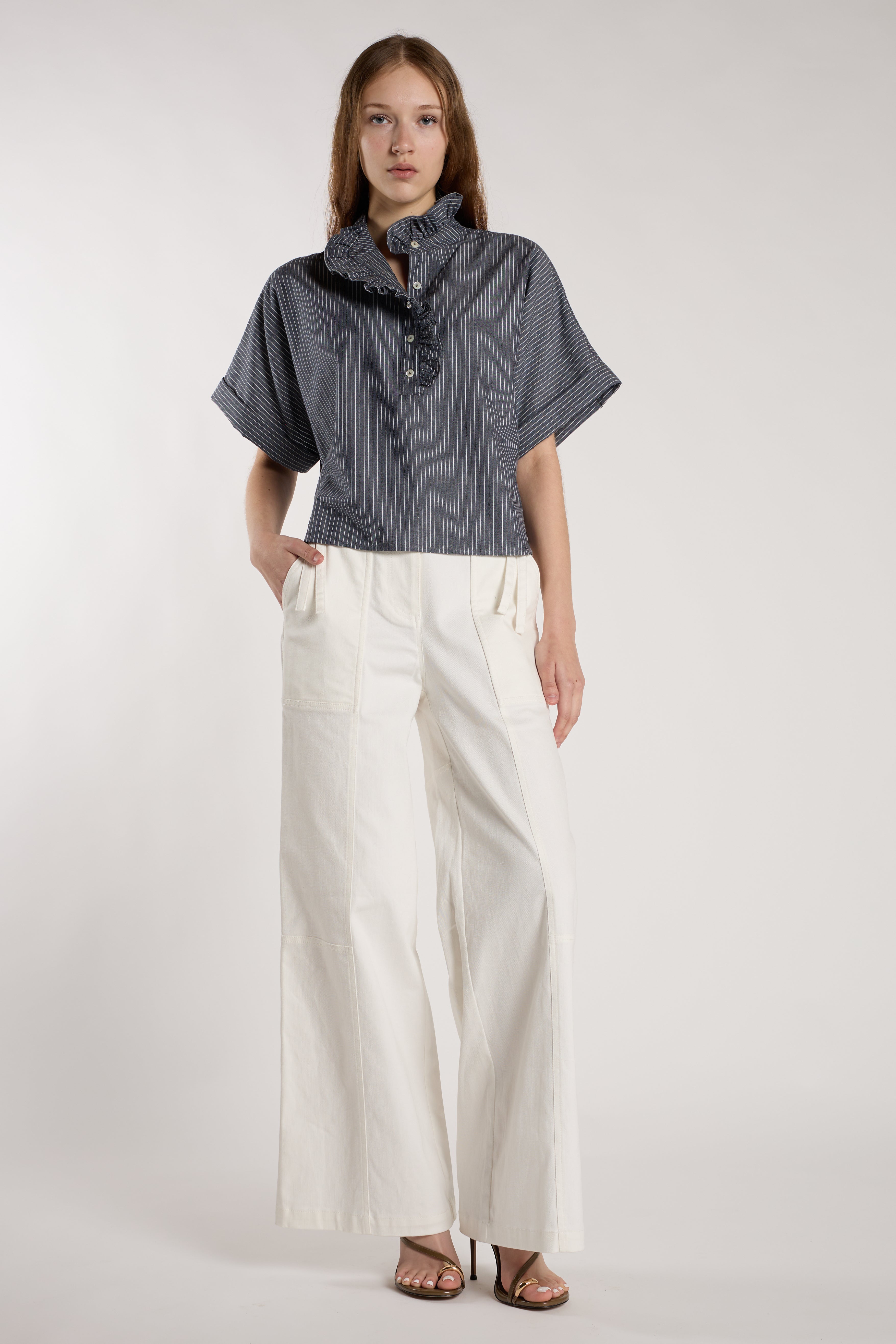 Mabel Top - Chambray Stripe