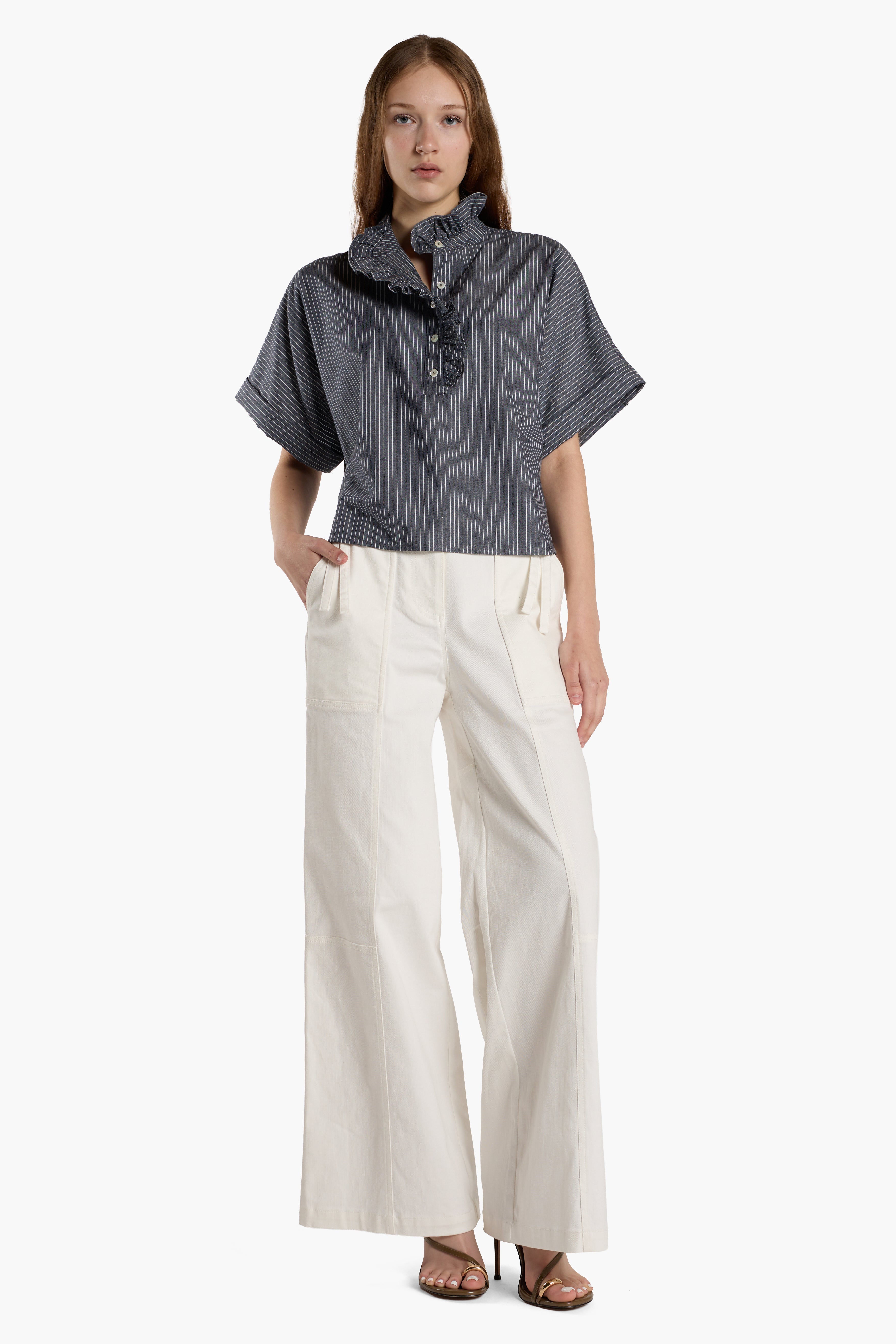 Mabel Top - Chambray Stripe