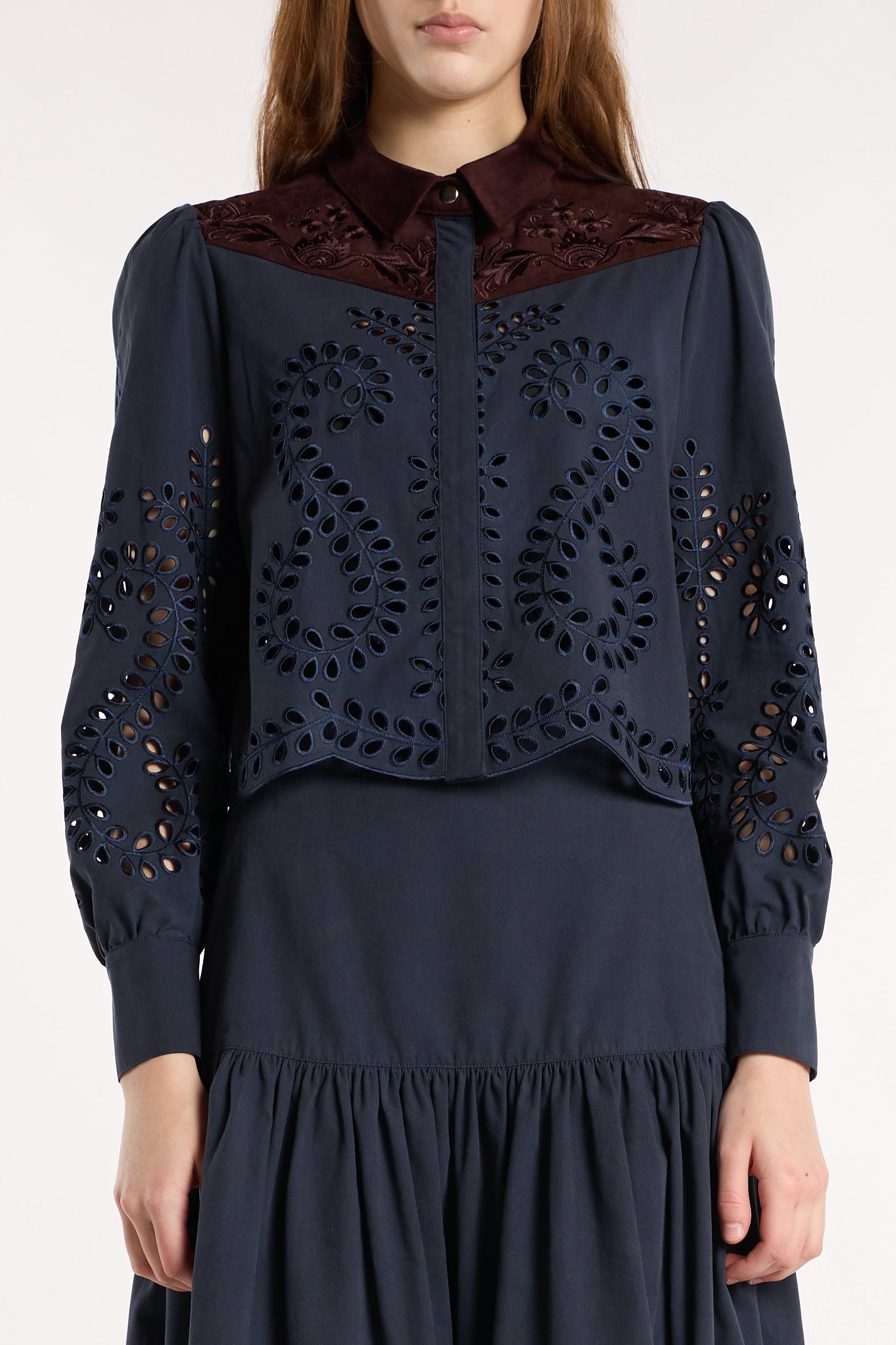 Carmel Top - Indigo Embroidery