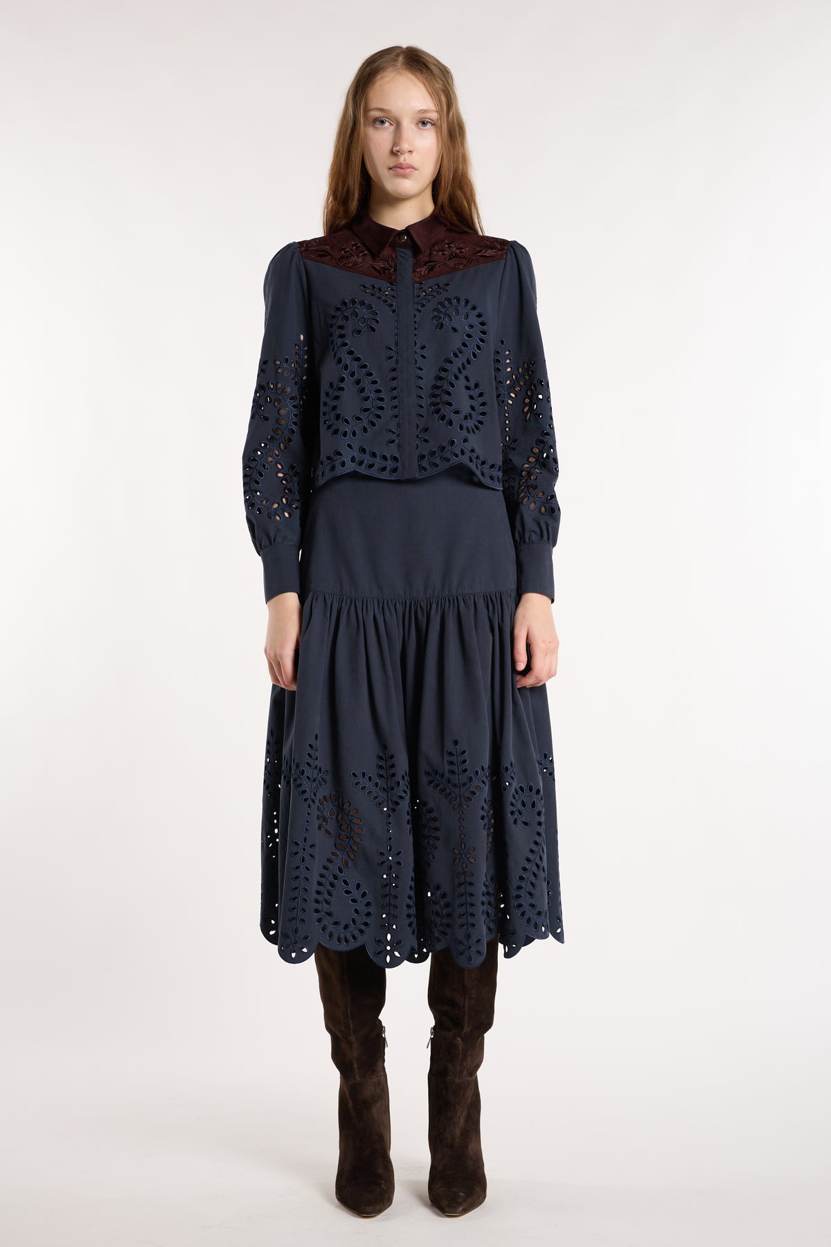 Lori Skirt - Indigo Embroidery