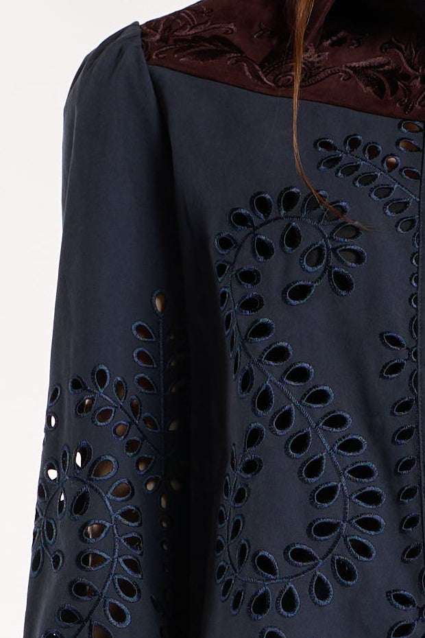 Carmel Top - Indigo Embroidery