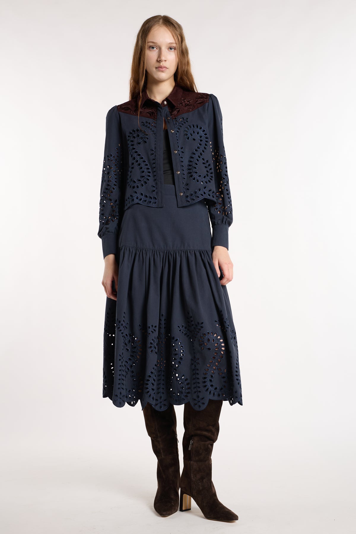 Lori Skirt - Indigo Embroidery