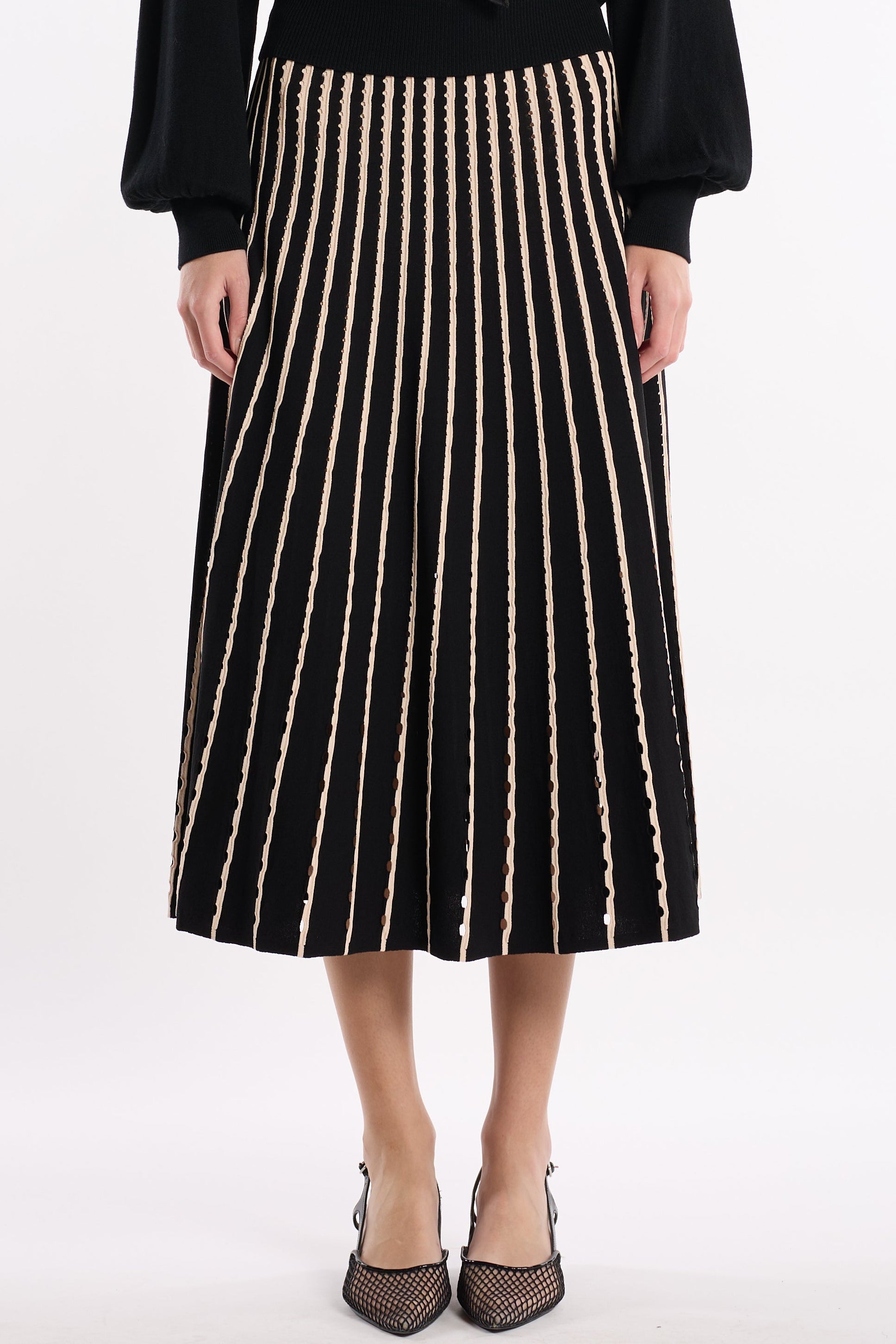 Colton Skirt - Pinstripe Black