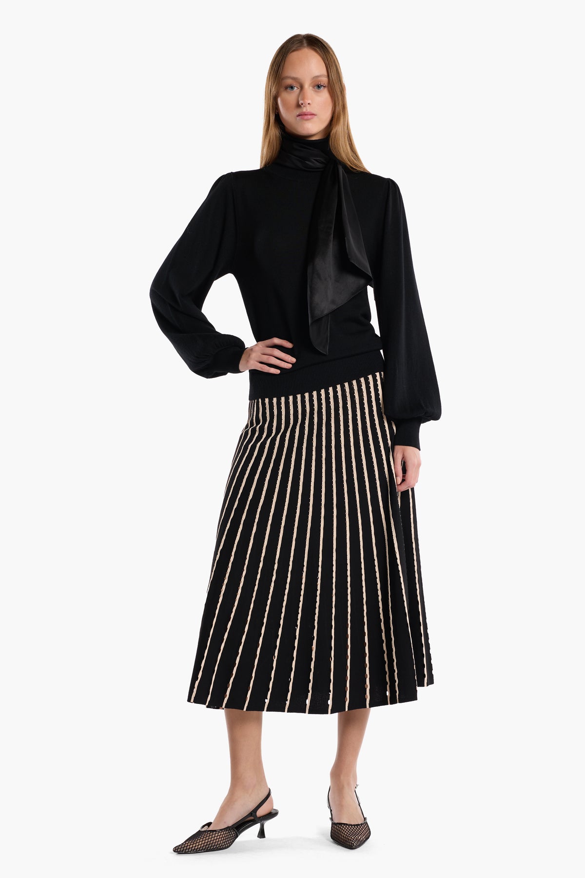 Colton Skirt - Pinstripe Black