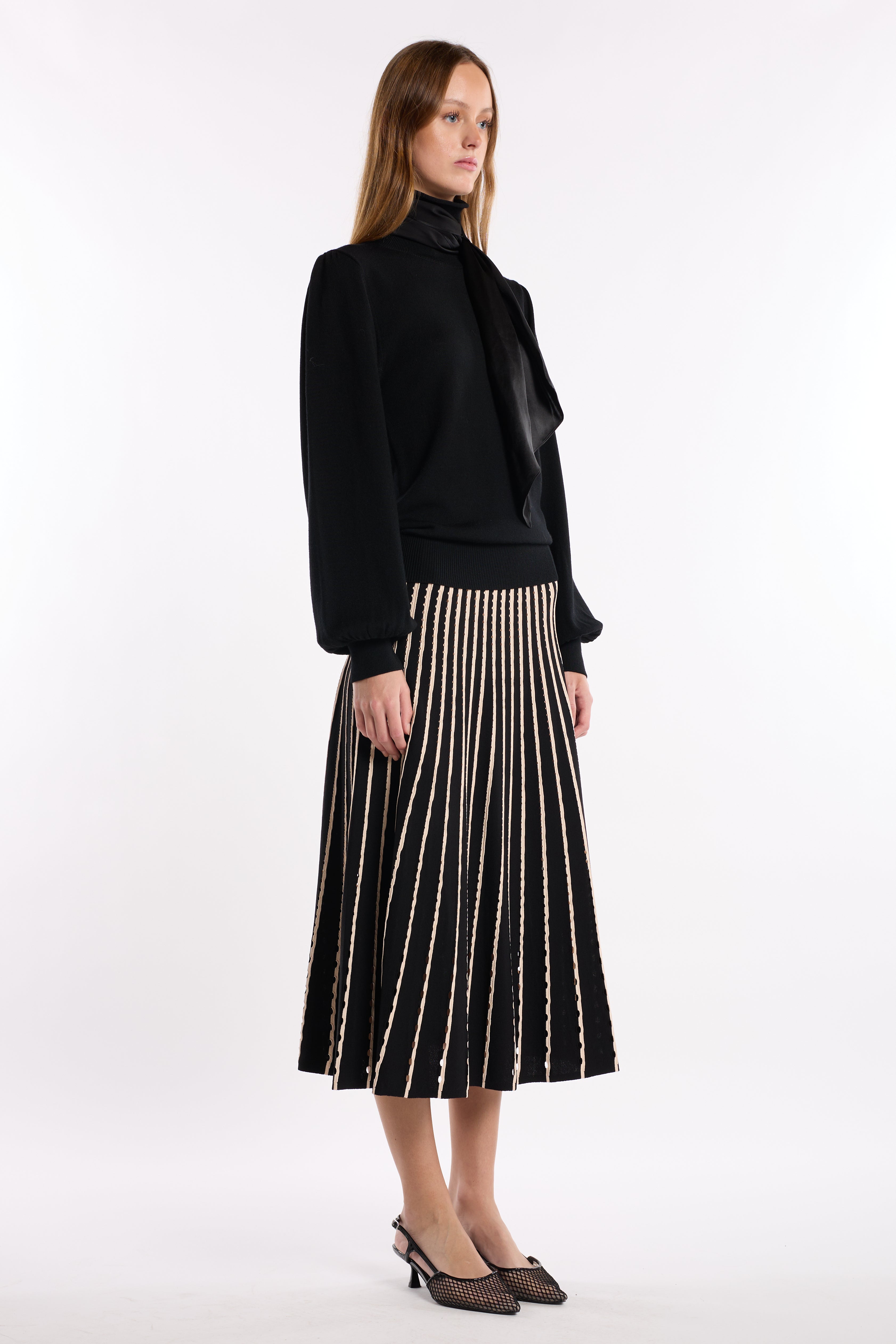 Colton Skirt - Pinstripe Black