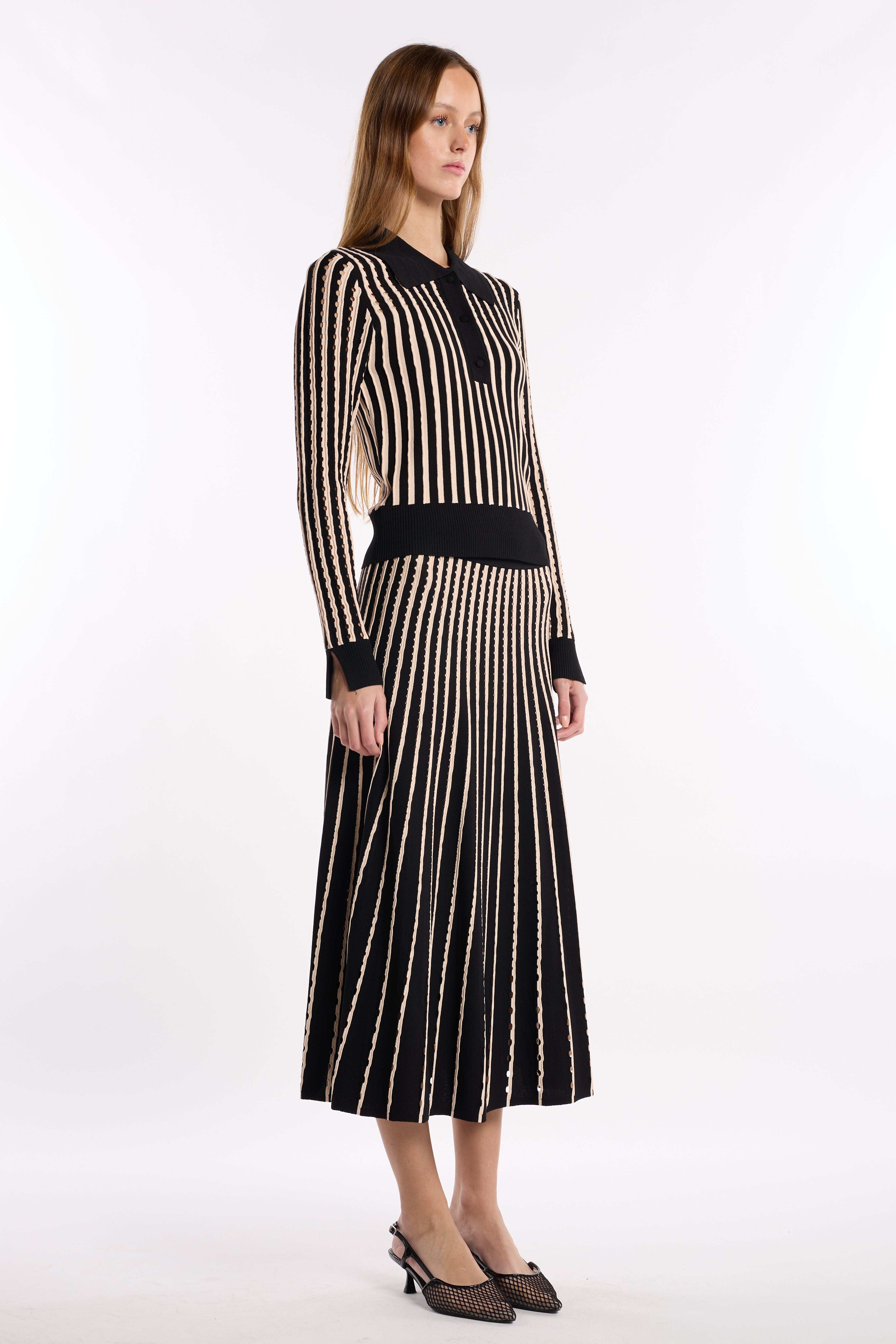 Colton Skirt - Pinstripe Black