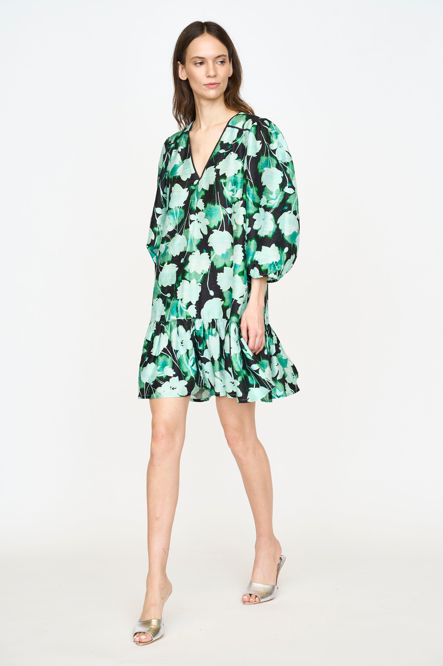 Adelaide Dress - Mint Shadow Flower