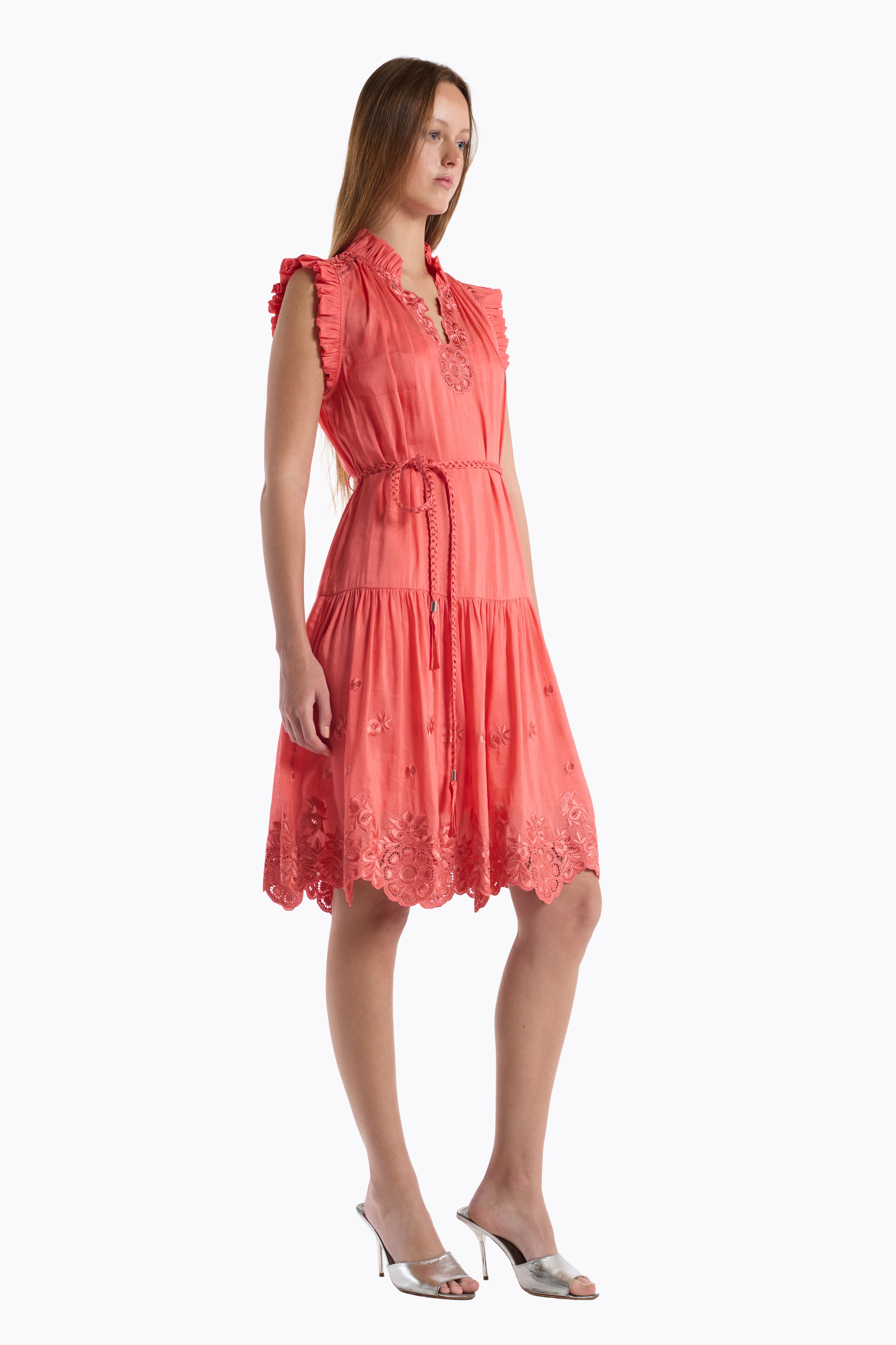 Bardot Dress - Coral