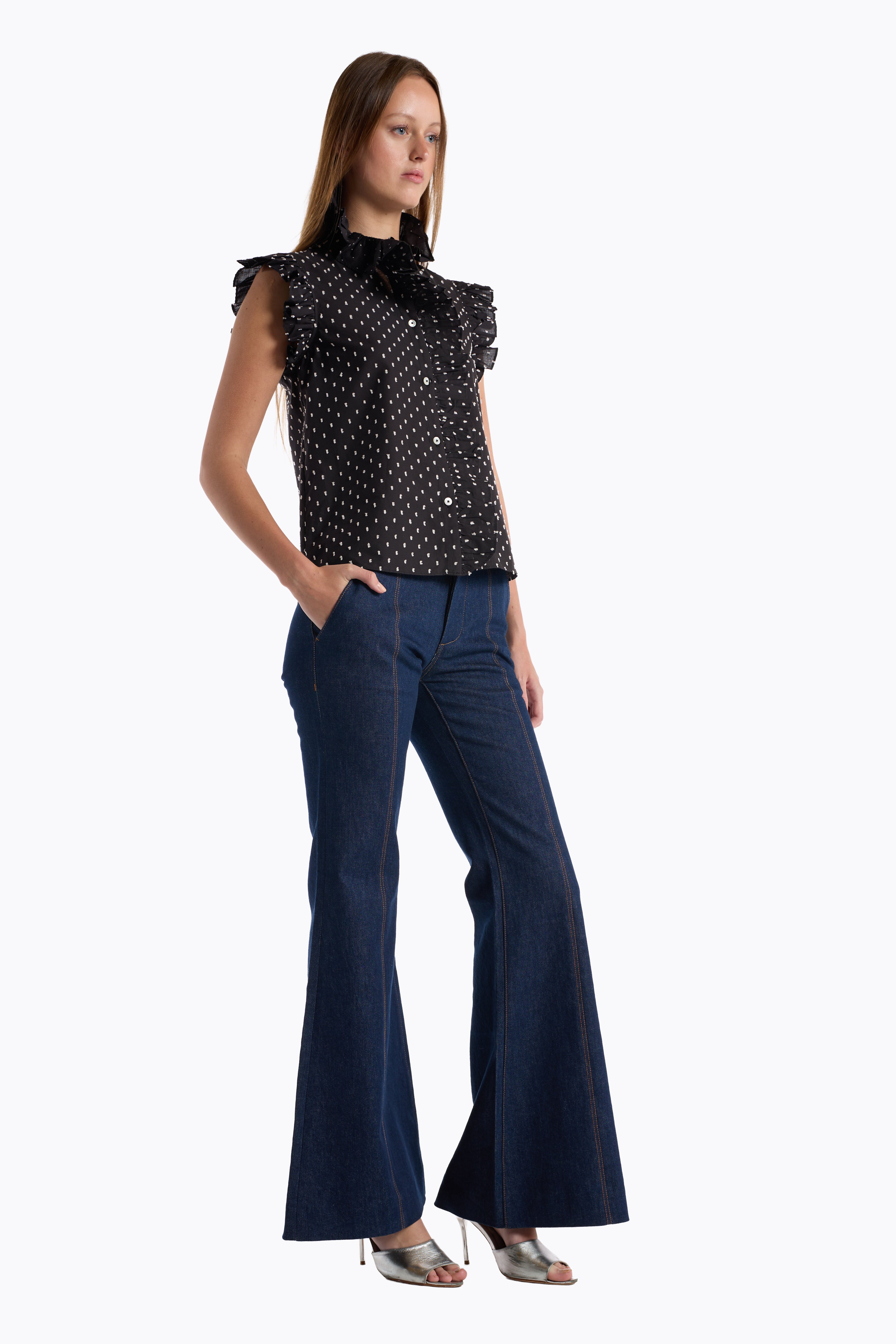 Marfa Top - Black White Dot