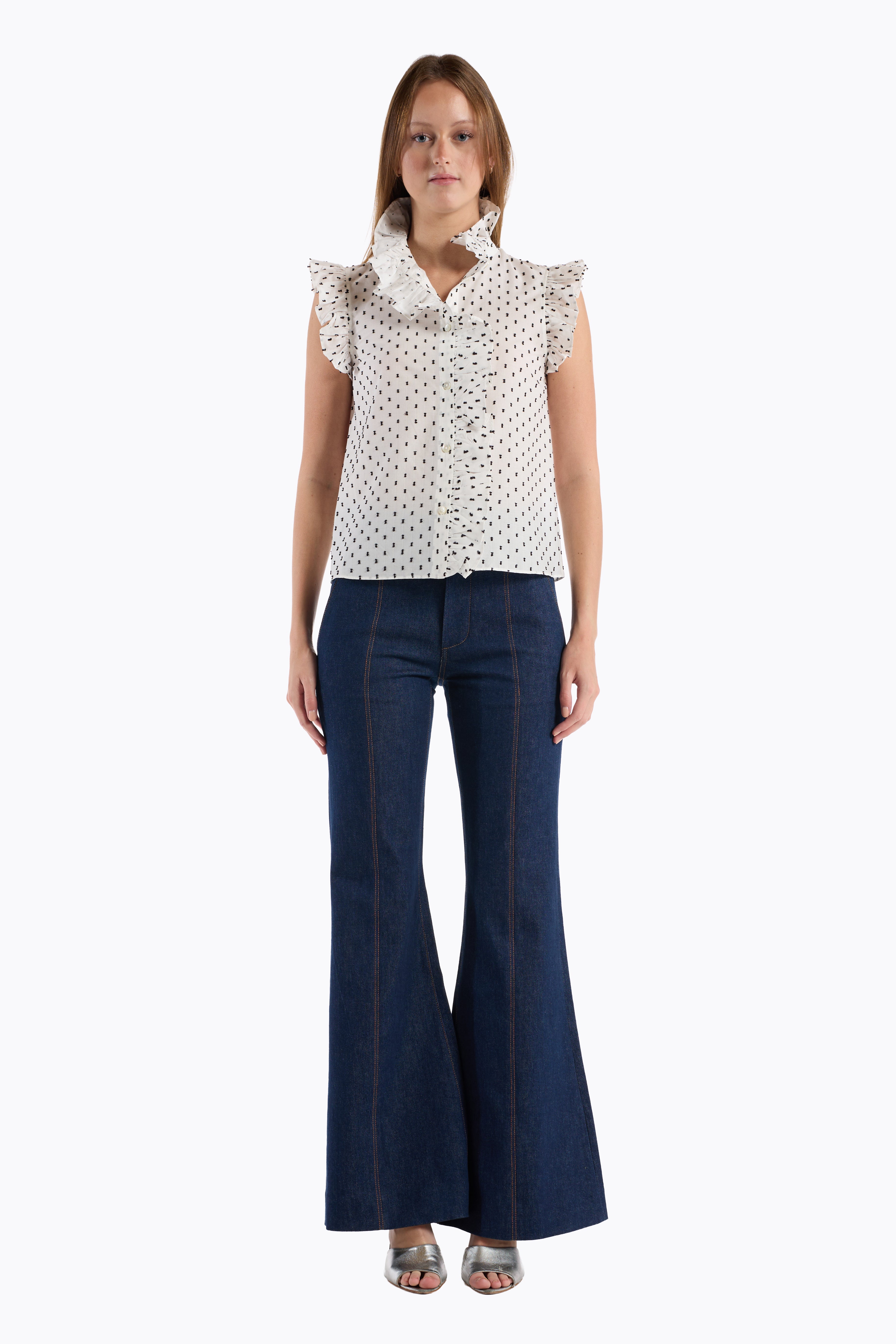 Marfa Top - White Black Dot